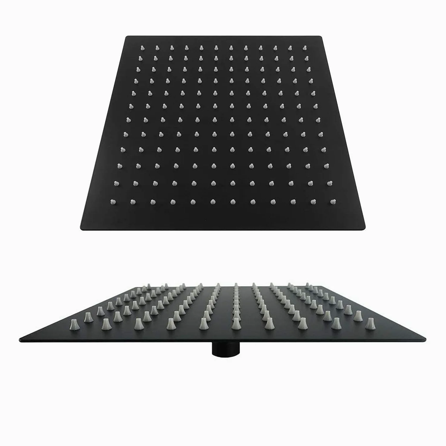 Drenky Soffione Doccia Quadrato 12 Pollici in Acciaio Inossidabile Nero - Alta Pressione, Cascata, Regolabile a 360 Gradi, Anticalcare