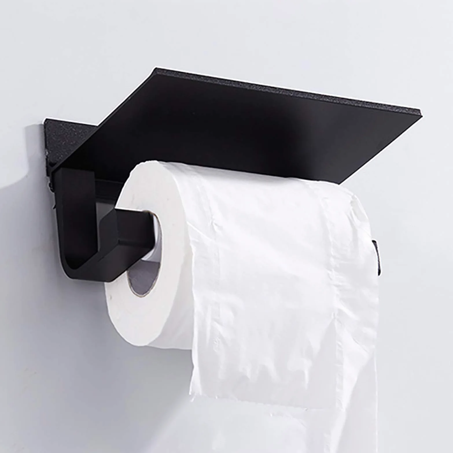 CMBSSTFC Portarotolo portarotolo per Carta igienica, perforatore Autoadesivo in Alluminio - portasciugamani a Parete per veline/Nero