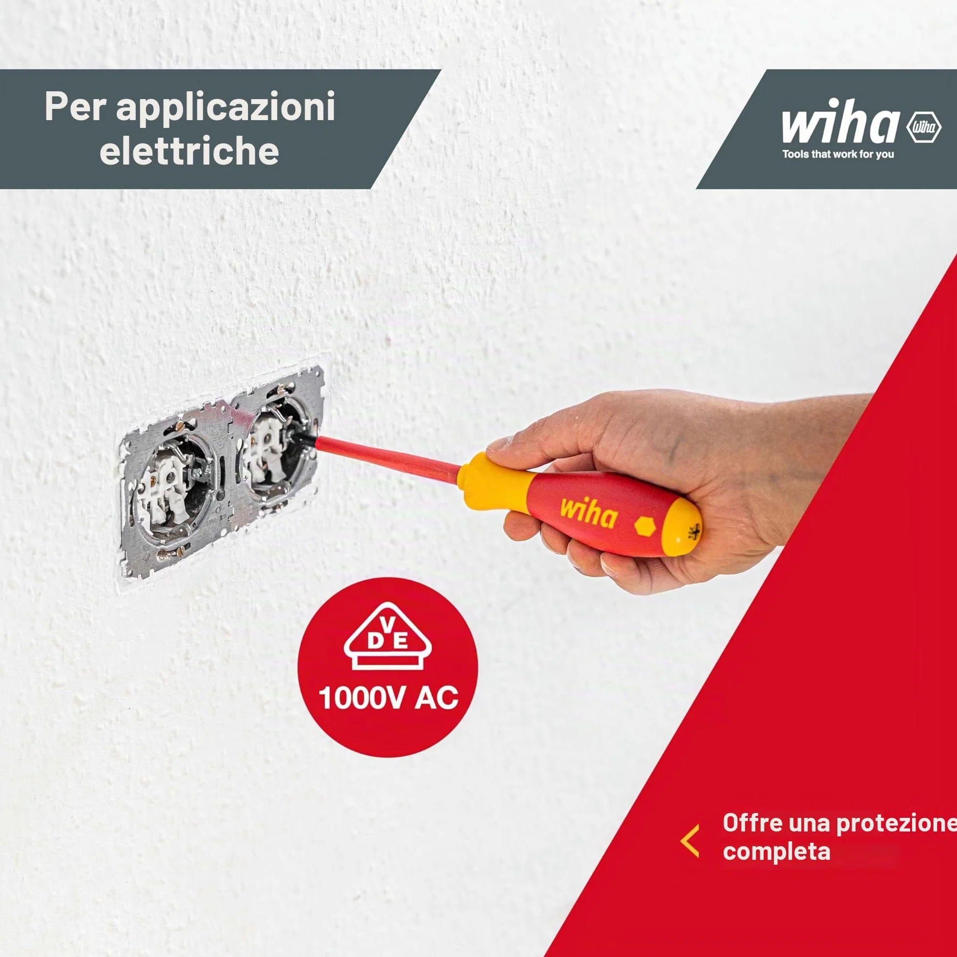 Wiha Juego de destornilladores SoftFinish® electric ranurados, Phillips, de 6 unid (00833)
