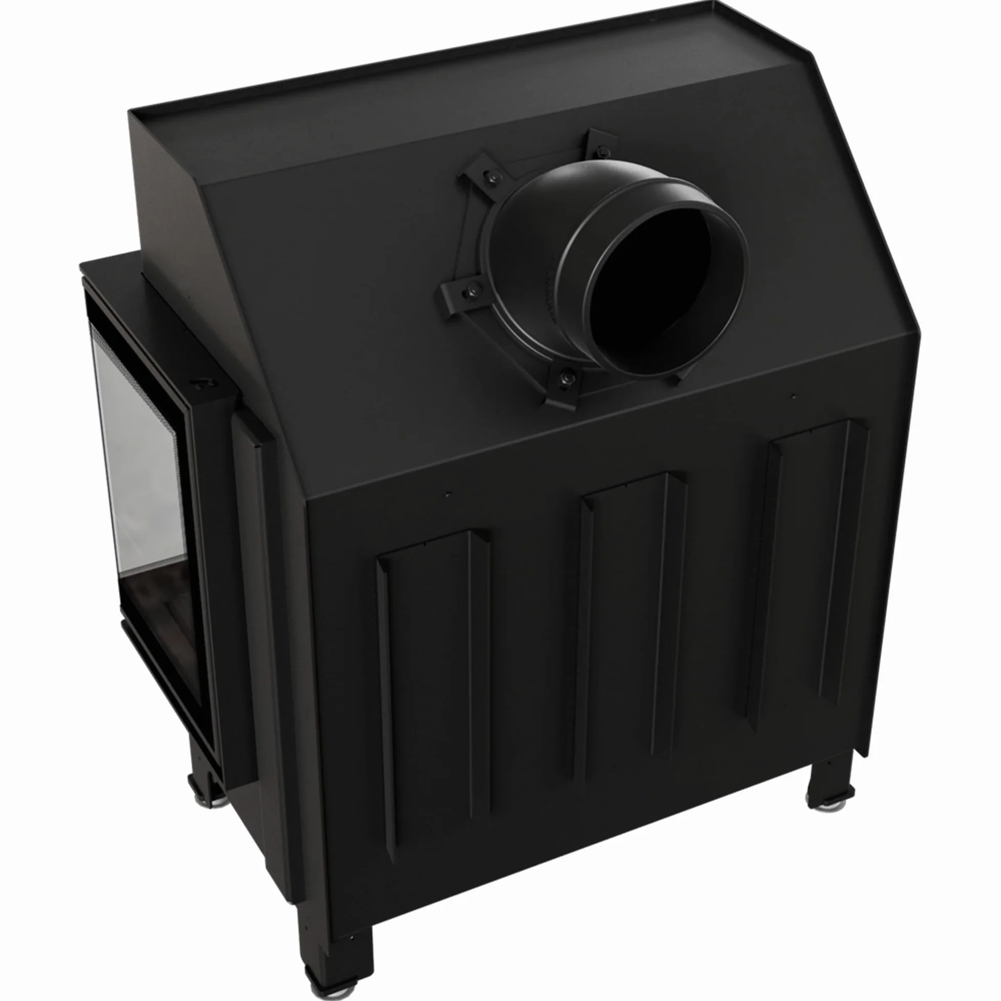 KRATKI Inserto per camino in acciaio a legna ZIBI 9,9 kW Ø180 destro A+ ECO | Acciaio nero, efficienza 86%, classe A+. Ecodesign, BImSchV 2, Flamme Verte 7; per recupero calore.; combustione efficiente