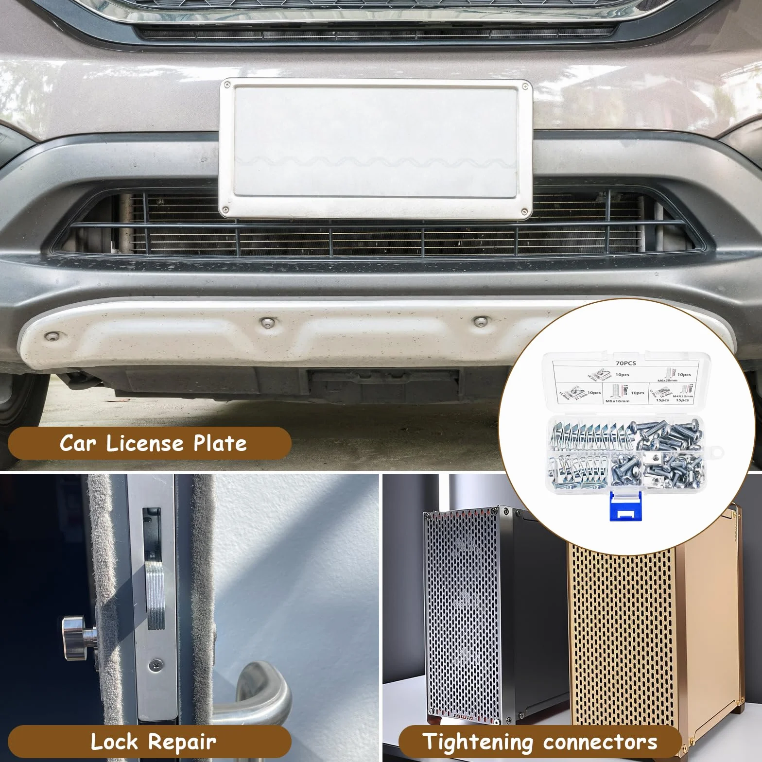 70 Pz U Clip Fissaggio Auto M4 M5 M6 Dadi a Clip a U Viti Autofilettanti Kit Clip per Carrozzeria