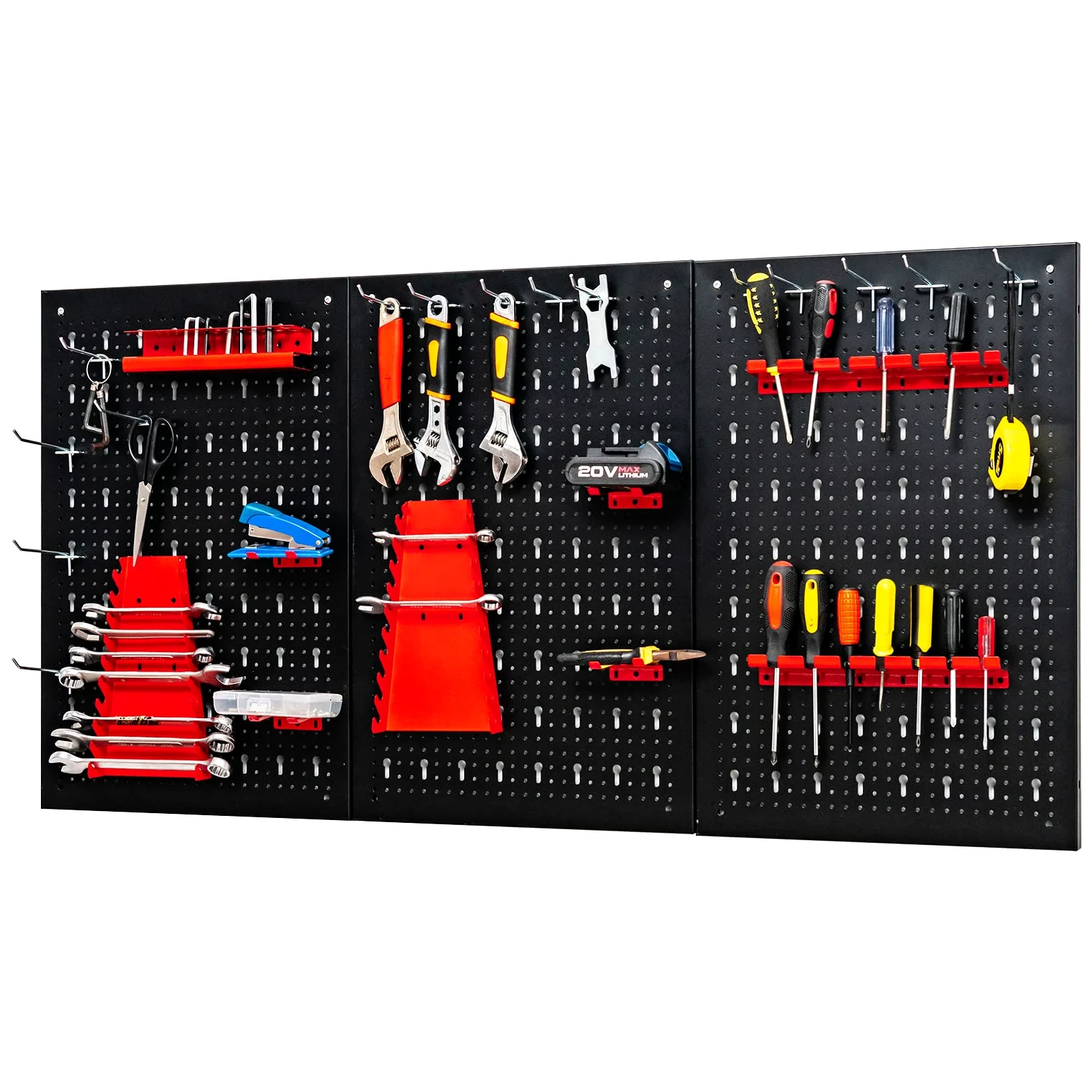 GYMAX Set di Pannello Portautensili, con Porta chiave inglese e Ganci, Adatto per Utensili di Tutte le Dimensioni, Compatto e Salvaspazio (Stile 2)