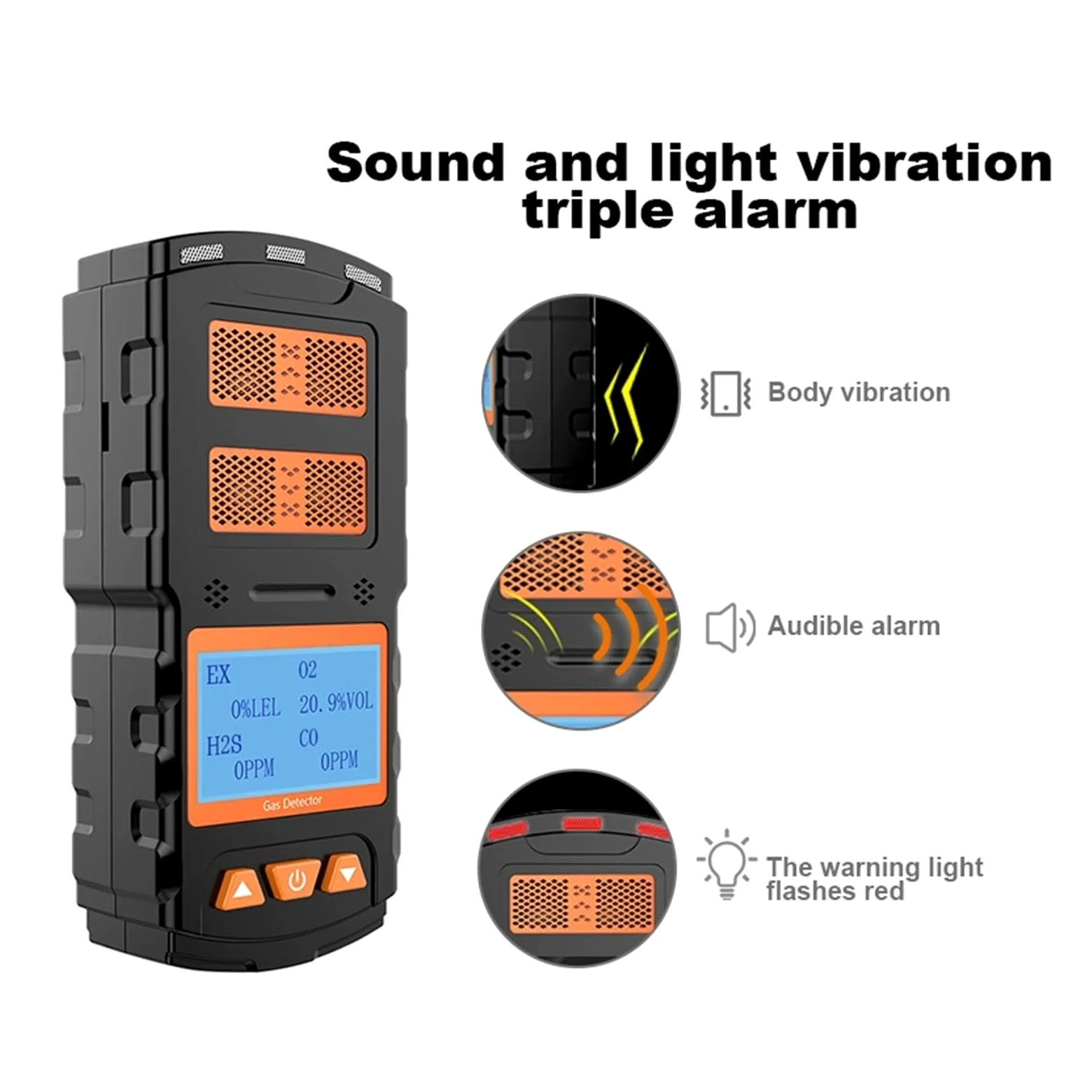 Rilevatore portatile multigas EX O2 H2S CO con display LCD, misuratore di gas con luce e suono ricaricabile for lavoro e casa Interno/esterno(CH2O)