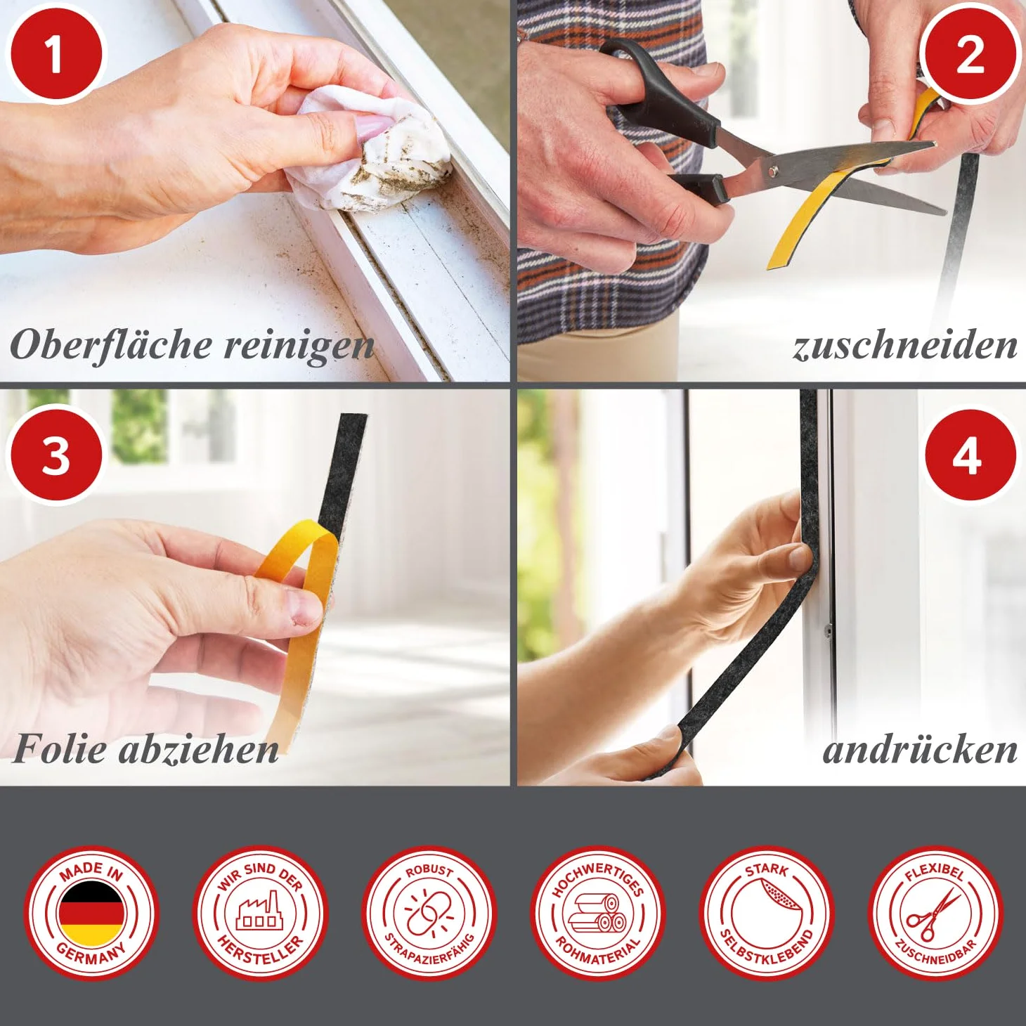 Nastro in feltro autoadesivo largo 50 mm, spessore 3 mm, lunghezza 10 m, nero versatile, ideale come rotolo di feltro per sedie e mobili pesanti