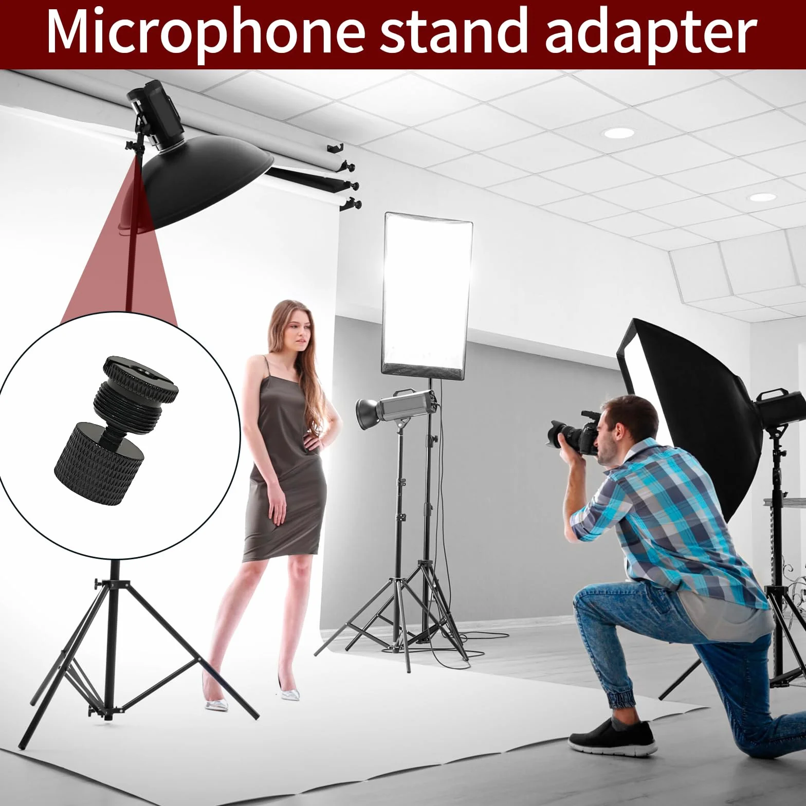 8 pezzi a 5/8to3/8, 3/8to5/8, 5/8to1/4, 1/4to5/8 femmina x filettatura maschio per supporto microfono a adattatore treppiede fotocamera