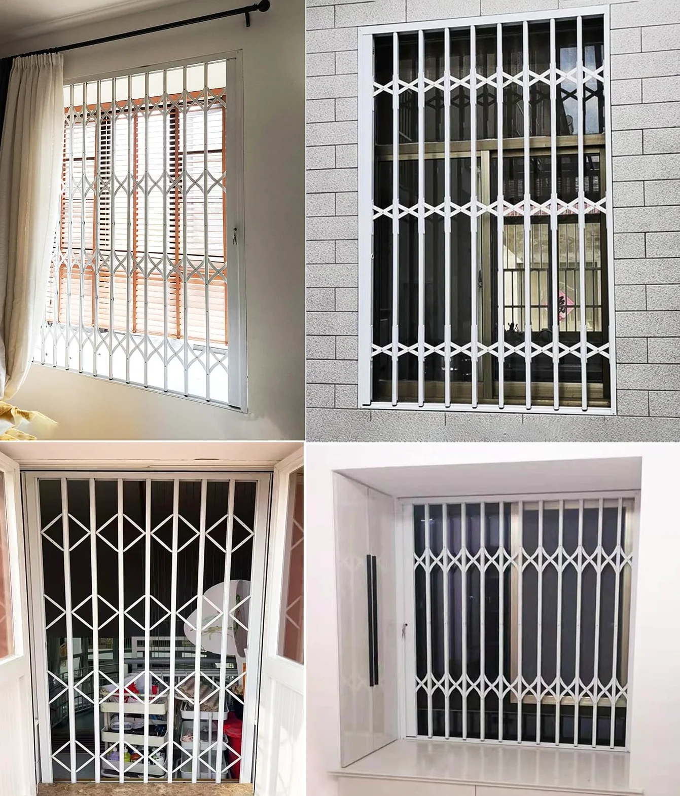 Griglia di sicurezza per finestre, regolabile, bloccabile, protezione antifurto per uso interno ed esterno, barriera di sicurezza pieghevole, per balconi e cantine (larghezza 120 x altezza 180 cm)
