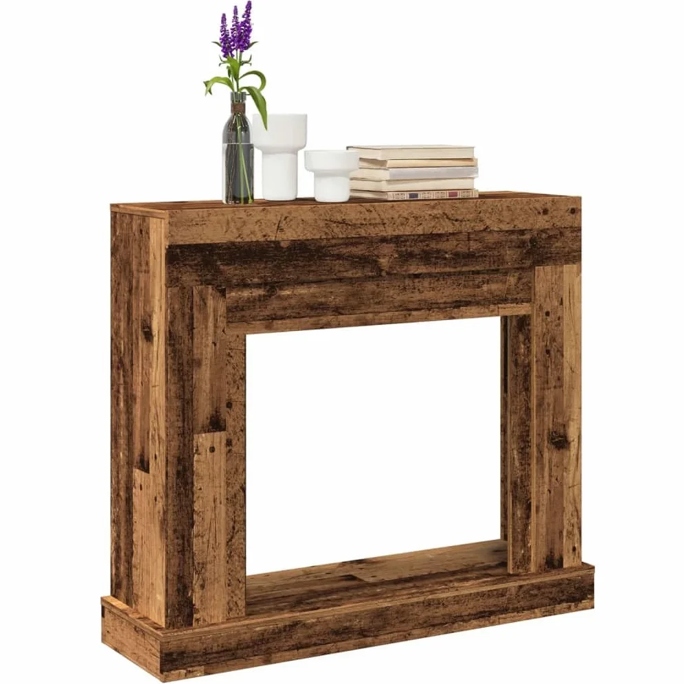 Cornice per camino effetto legno anticato, 100 x 30 x 87,5 cm, per caminetti elettrici con ripiano e supporto da parete, accessorio decorativo per camino per soggiorno e giardino