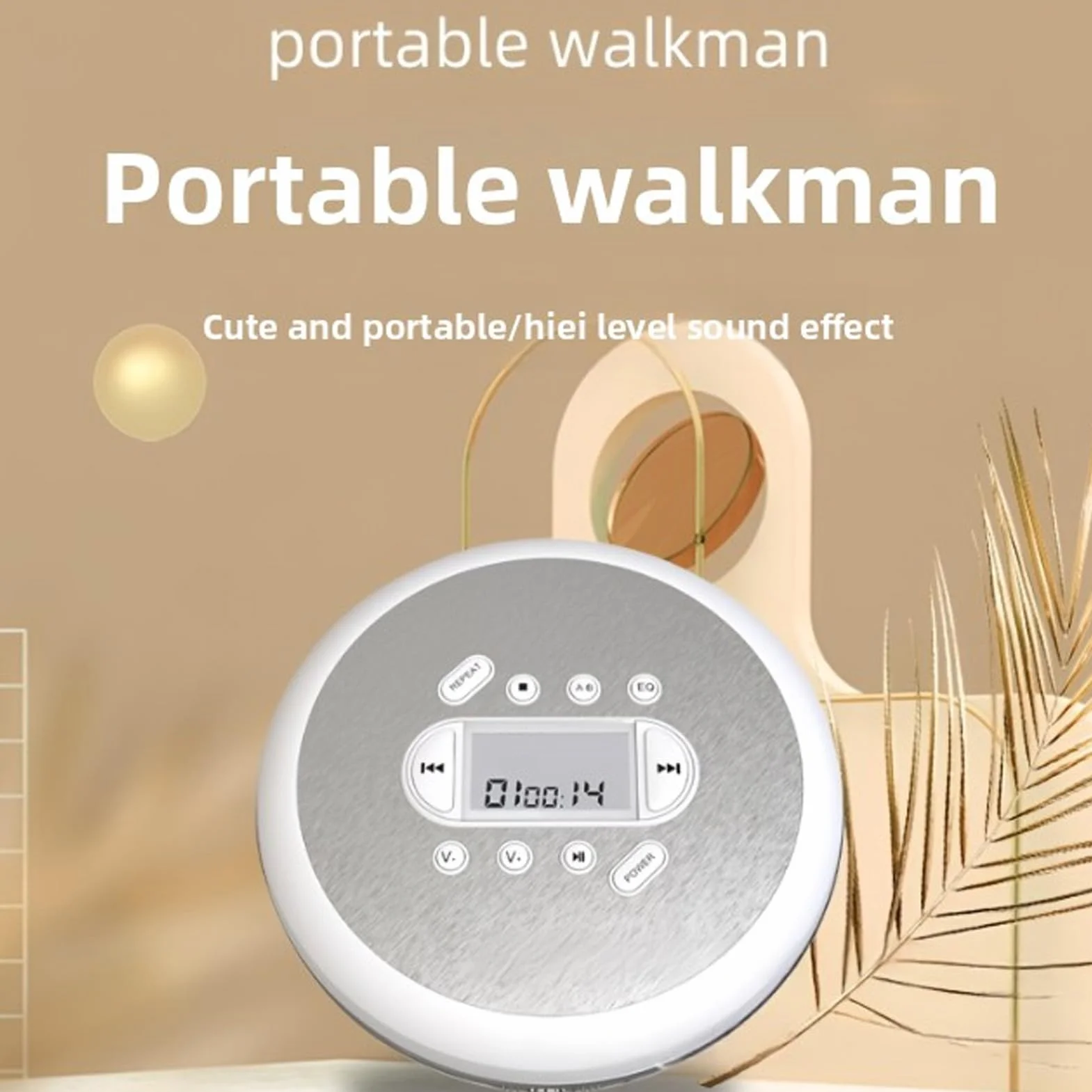 Tangxi Lettore CD Portatile con Cuffie, Lettore CD Portatile per Auto con Funzione di Ripetizione Protezione Anti Salto, Cavo AUX, per Sport Domestici All'aperto
