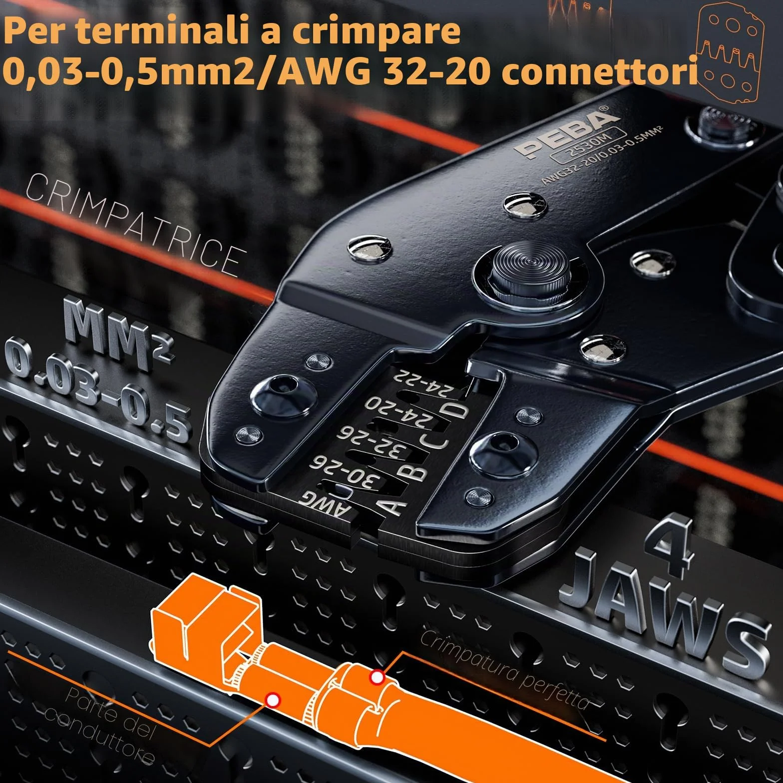 PEBA Set di Pinze Crimpatrici JST, con pinze a crimpatura, 20 stili connettore JST-XH, JST-SM e SYP, Pinza Spellacavi, Pinze Crimpatrici 0,03-0,5mm² per JST(XH/SM/PH/SYP), VH3.96 mm, 2.54mm, Molex