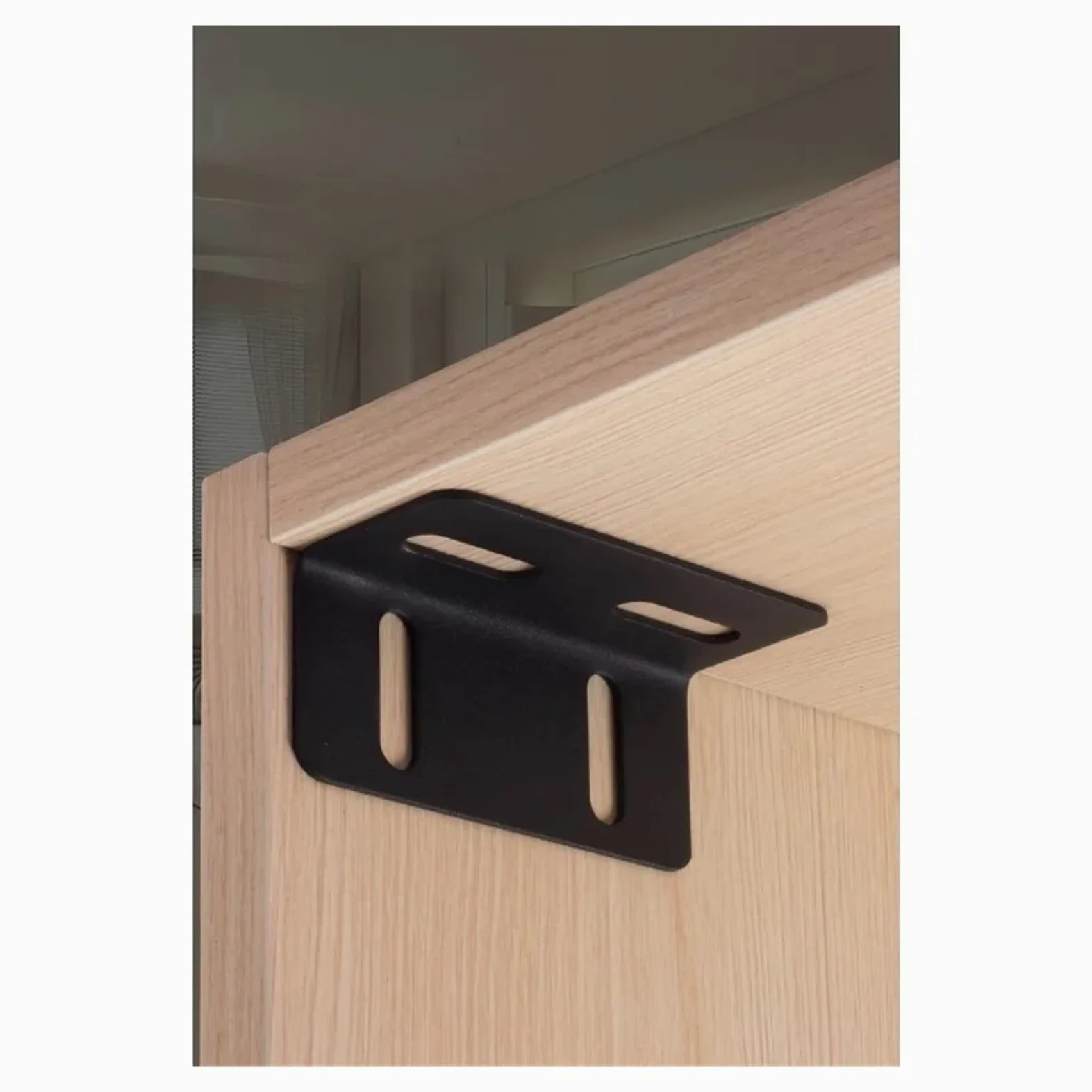 Staffe angolari regolabili a forma di L da 4 pezzi nere for mobili Adatto per il fissaggio e il supporto(4PC 80-150 T-hole)