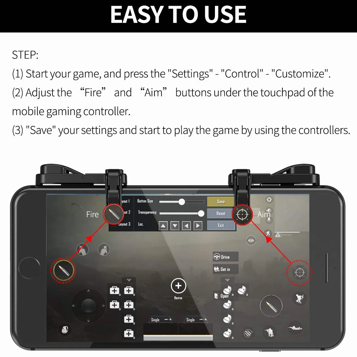 【2 paia】 Mobile Game Controller portatile Gamepad per PUBG Mobile/Fortnitee Mobile/Call of Duty(COD), per iPhone/Android, IFYOO Z108 Fuoco Shooter Impugnatura L1 R1 Triggers