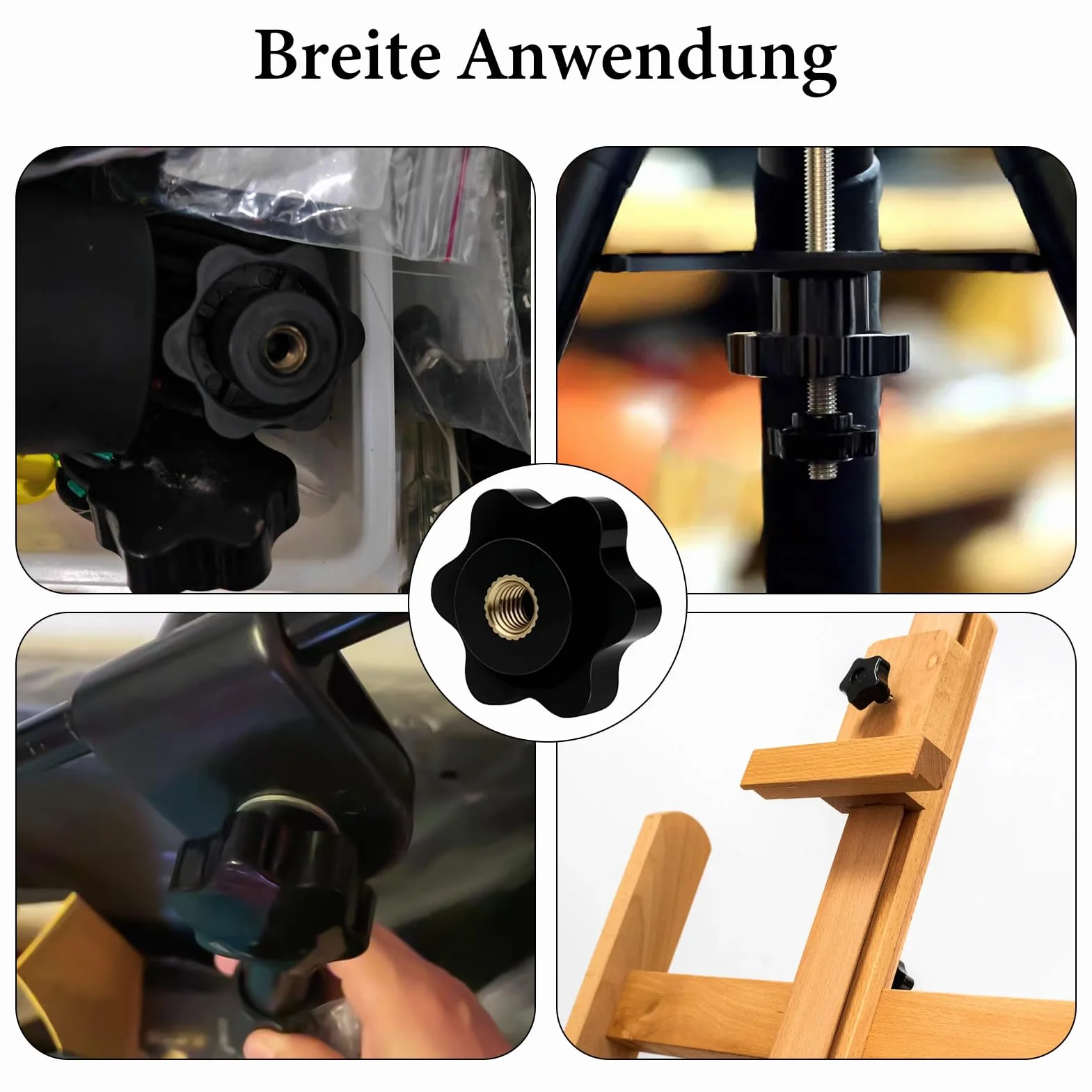 Dadi a stella M5 diametro 25 mm perno filettato nero per mobili attrezzature fitness