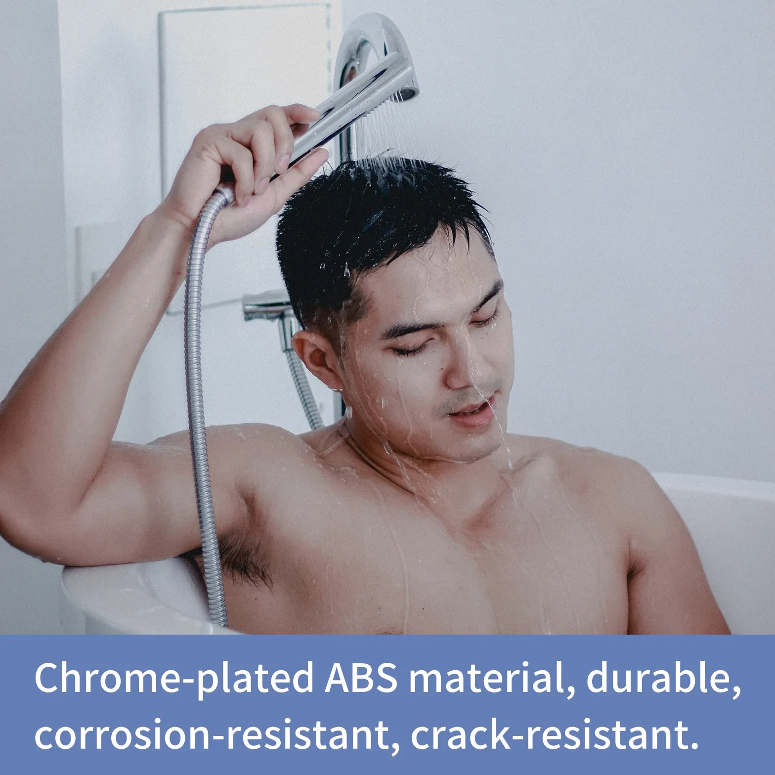 Soffione Doccia, 3 Funzioni Doccia a Mano ad Alta Pressione, ABS Cromato Doccino per Doccia con Ugello in Silicone (Argento)