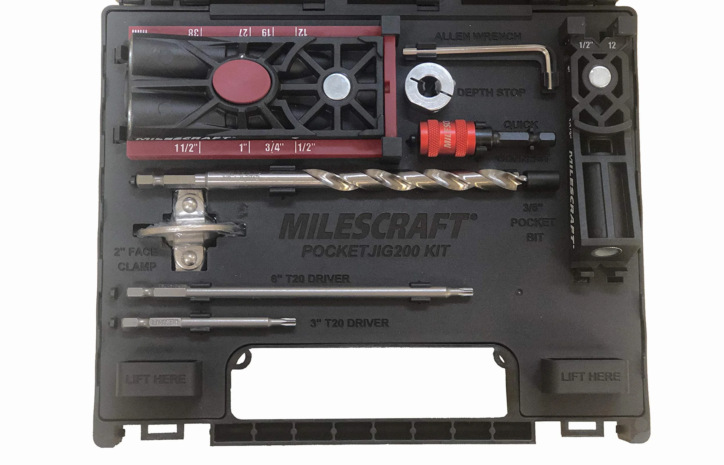 Milescraft 7336 Pocket Jig 200XCJ Double Barrel Pocket Hole Jig with Single Barrel, 2" Face Clamp