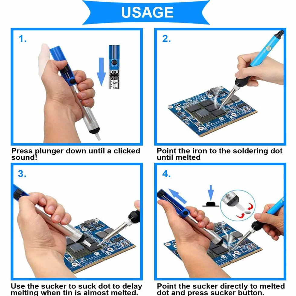 Strumento dissaldante per aghi in acciaio inossidabile 8Pcs Pompa dissaldante per riparazione componenti elettronici