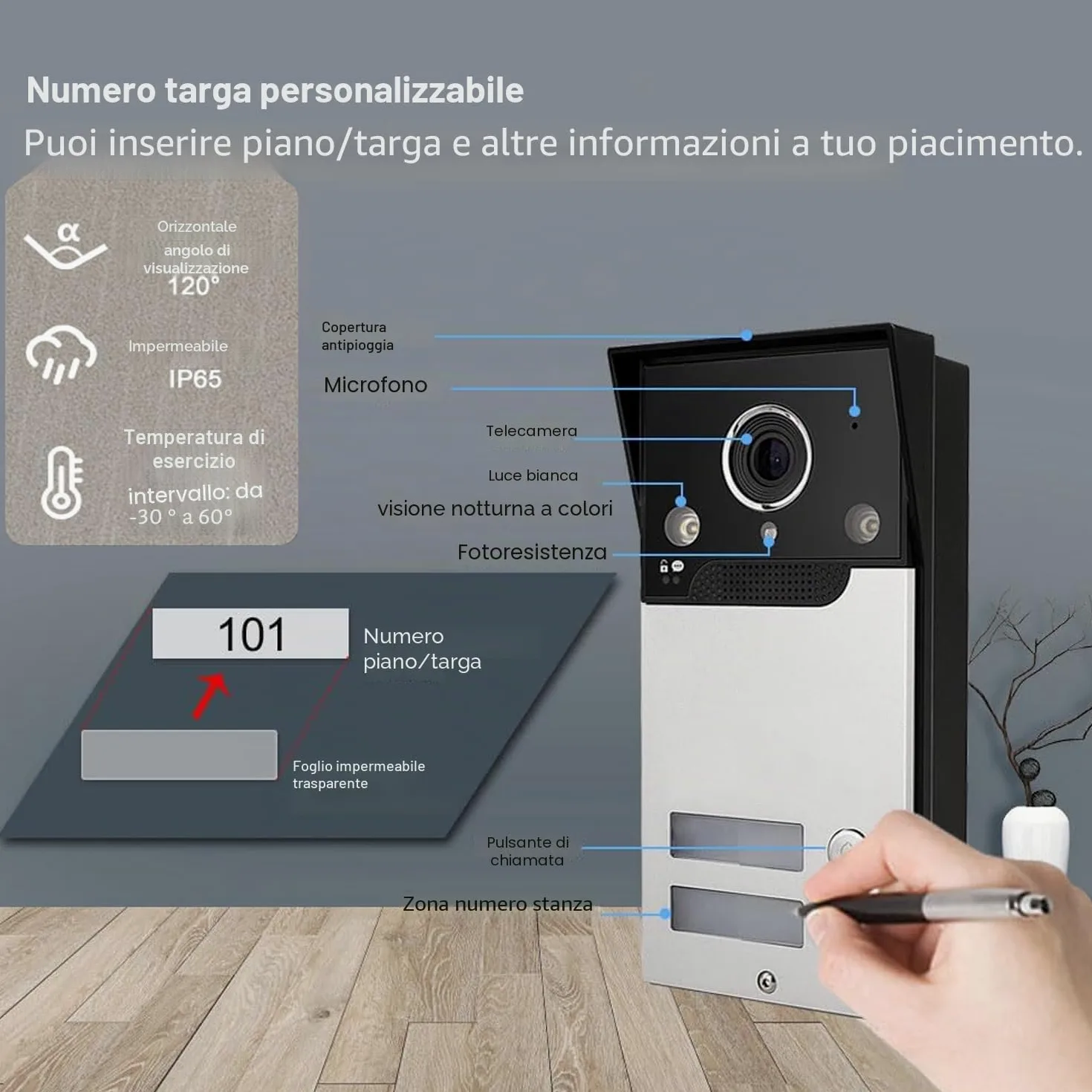 Wifi Tuya Videocitofono Cablato 2 Unità Campanello Per Il Sistema Di Videocitofono Domestico Video Campanello, Touch Screen Da 7 Pollici Del Monitor Interno, Telecamera Di Visione Notturna 1080p