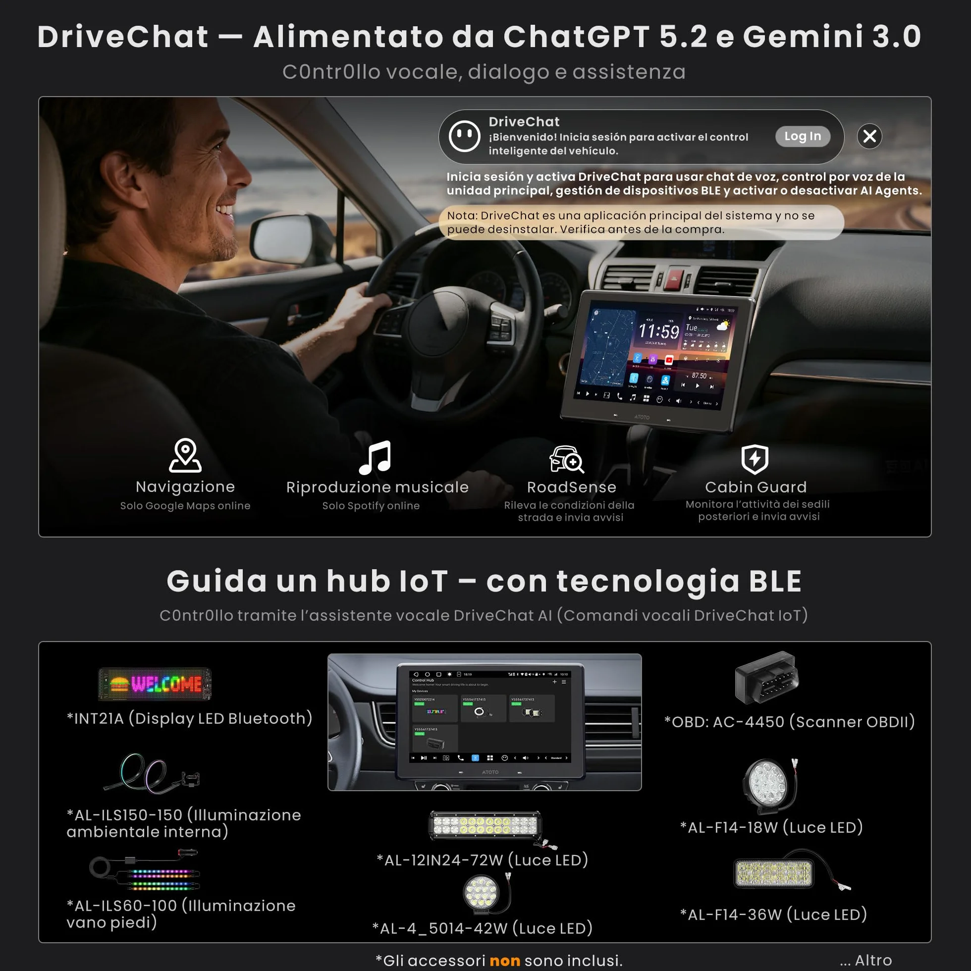 ATOTOZONE 10" QLED DAB AI Autoradio 2 Din Android, 8G+128G, Carplay Senza Fili & Android Auto, 4G LTE, DSP & 36B-EQ, Audio 7.1.2 Canali, Ingresso HDMI, 2 Wifi & Bluetooth, Tracciamento GPS, X10DG211E