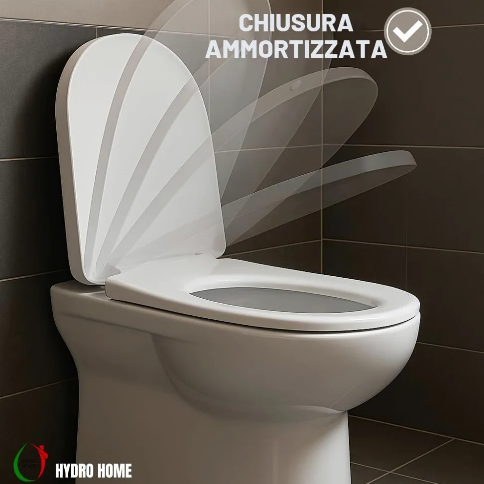 HYDRO HOME Copriwater Compatibile con Fast Pozzi Ginori, Plastica Termoindurente avvolgente Cerniere Regolabili fissaggio dall'alto, Bianco MADE IN ITALY (CHIUSURA AMMORTIZZATA)