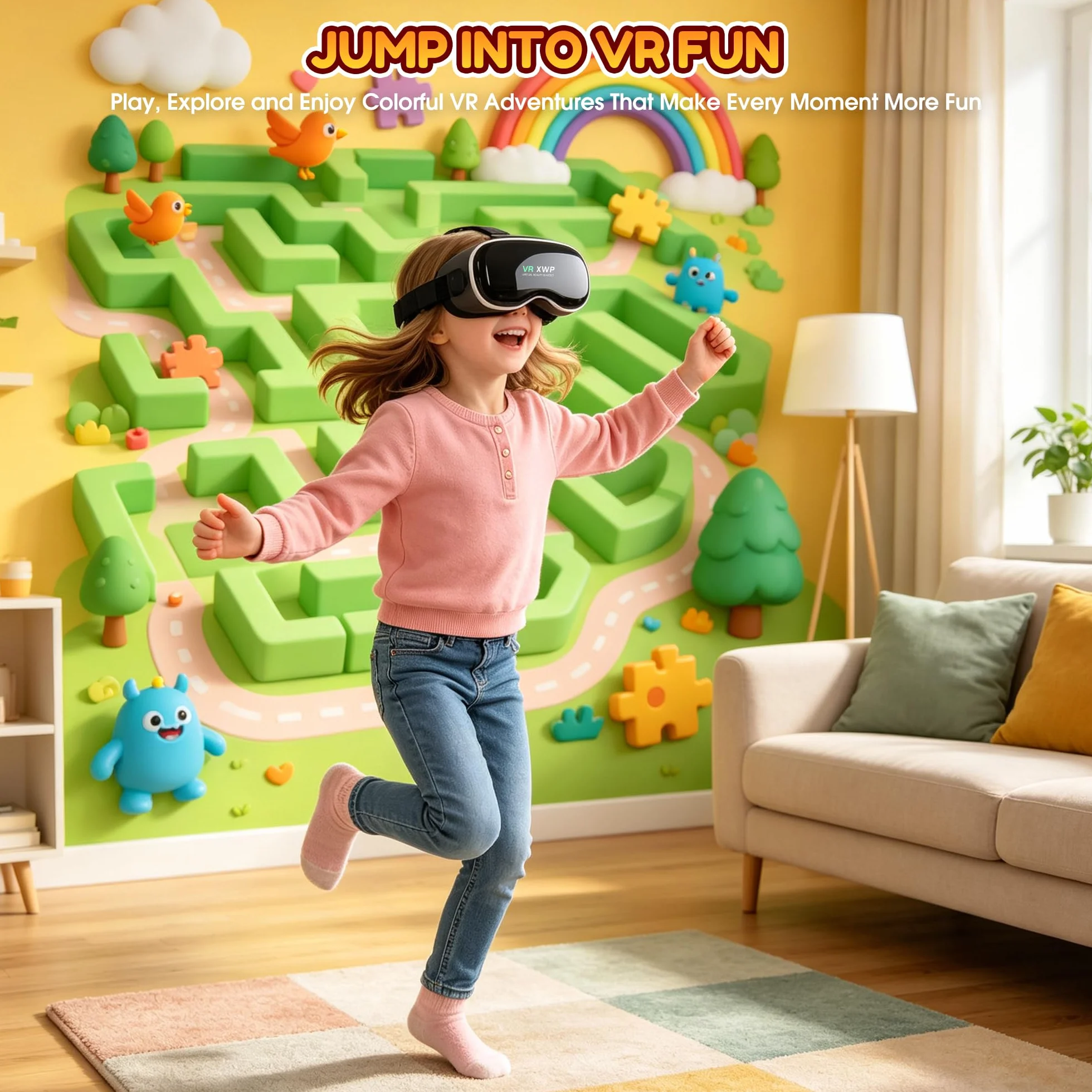 XWP Visore VR, Occhiali Per Realtà Virtuale 3D Per Smartphone, Compatibile Con iPhone & Android (4.7–7.0"), Con Lenti HD, Per Apprendimento, Giochi E Film, Regalo Di Compleanno Per Bambini E Famiglia