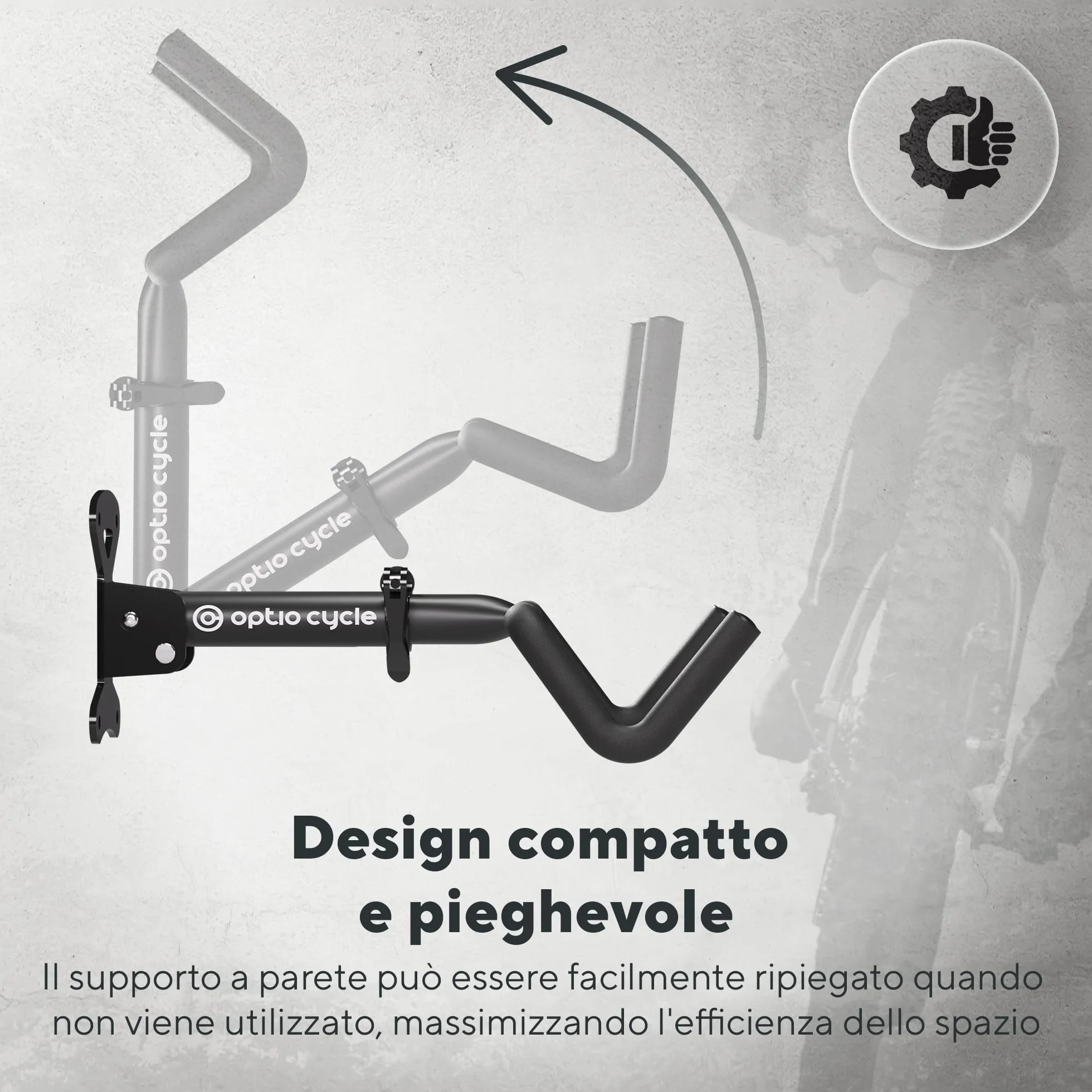 Porta Bici da Muro Orizzontale Pieghevole – Appendi Bici da Muro per E-Bike, MTB, Gravel e Corsa Fino a 25 kg | Portabici per Garage, Cantina, Casa con Protezione Telaio