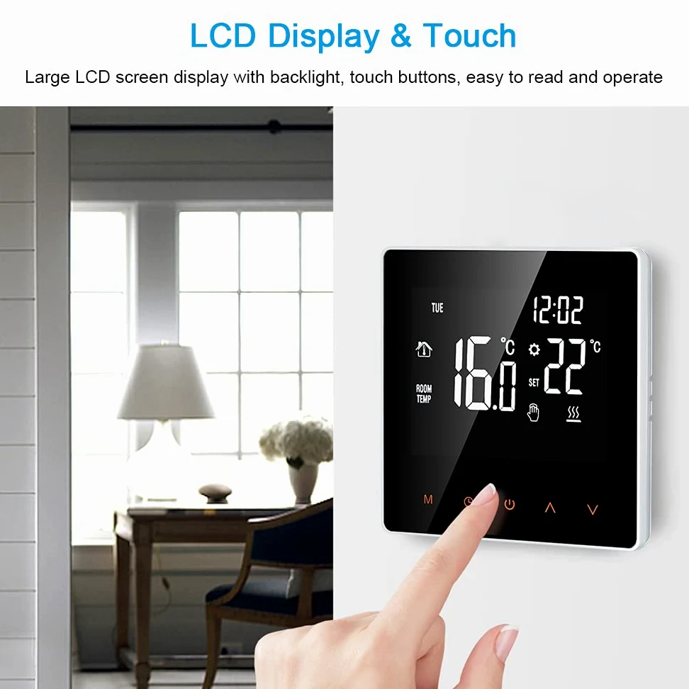 Termostato Intelligente WiFi Regolatore Digitale della Temperatura Controllo App Display LCD Touch Screen Settimana programmabile per L'Ufficio Scuola casa Hotel 16A