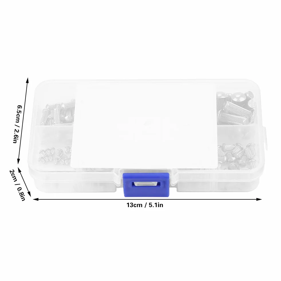Kit rivetti solidi in acciaio inossidabile M2-M5 160 pezzi testa tonda zigrinato con contenitore