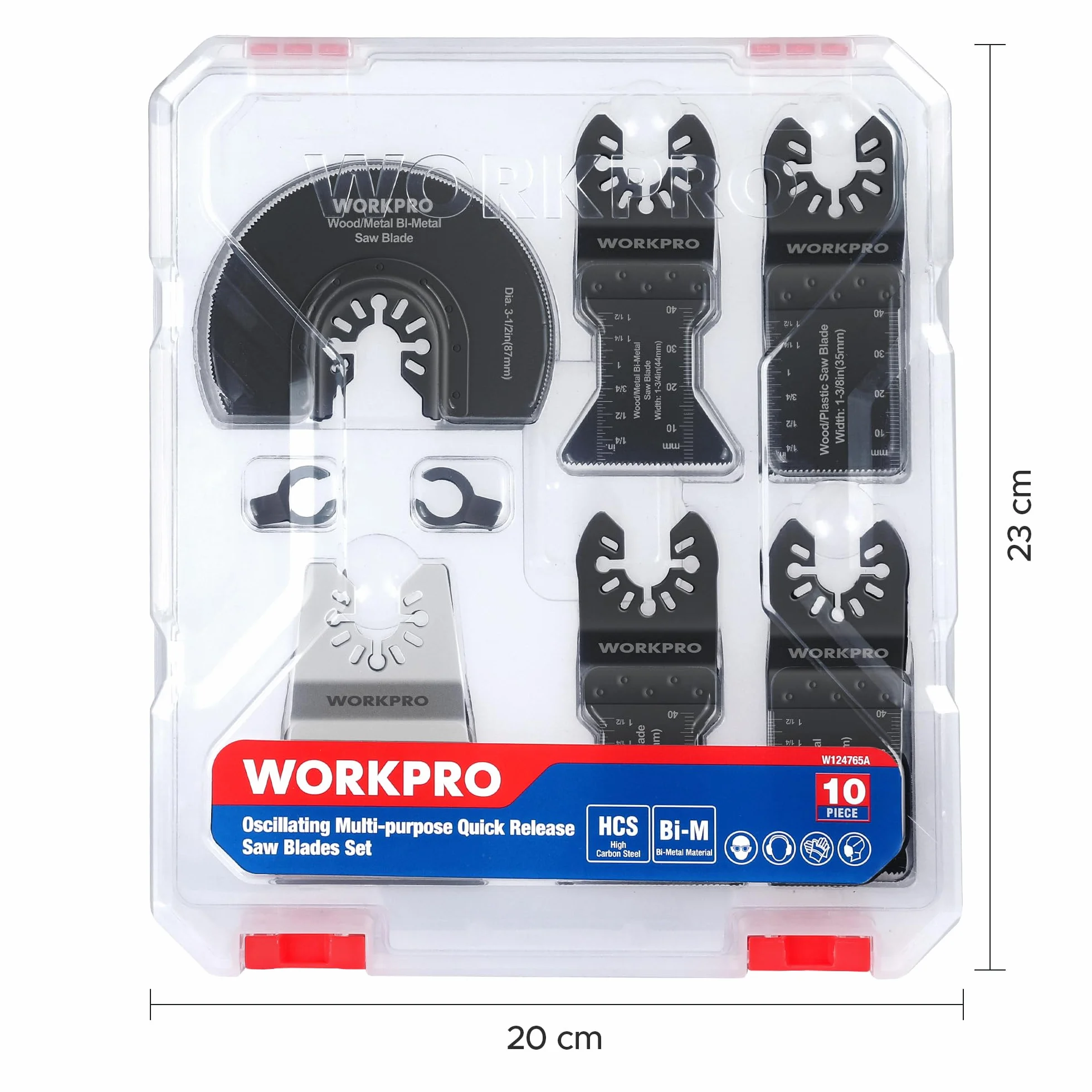 WORKPRO Lame Utensile Multifunzione 10 Pezzi, Lame Utensile Oscillanti Bi-Metallo Materiale, Accessori Oscillanti per Metallo Legno Plastica Cartongesso, Compatibile con la Maggior Parte delle Marche