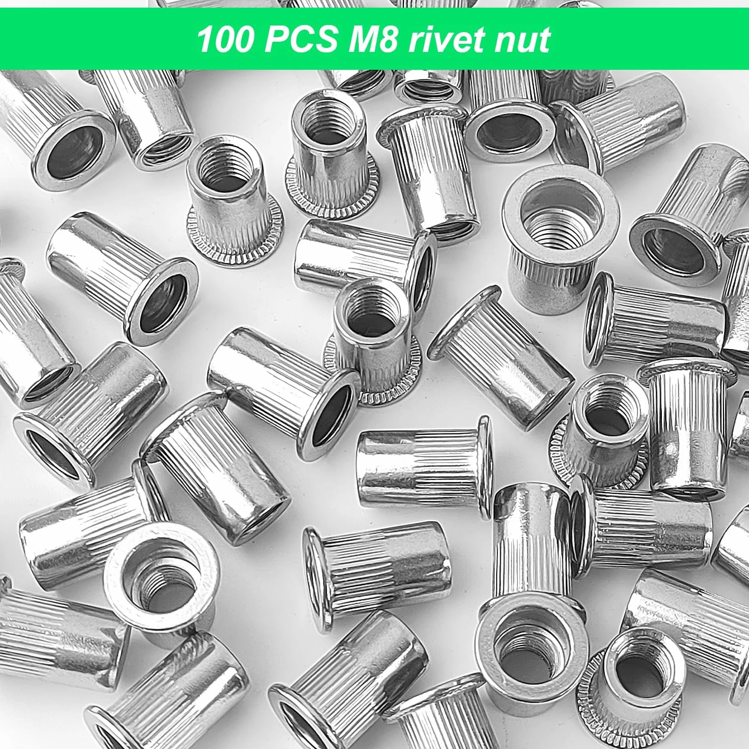 Rivetti Filettati M8 Acciaio Inossidabile 10 mm Inserti Ciechi per Metallo e Plastica 100 Pezzi
