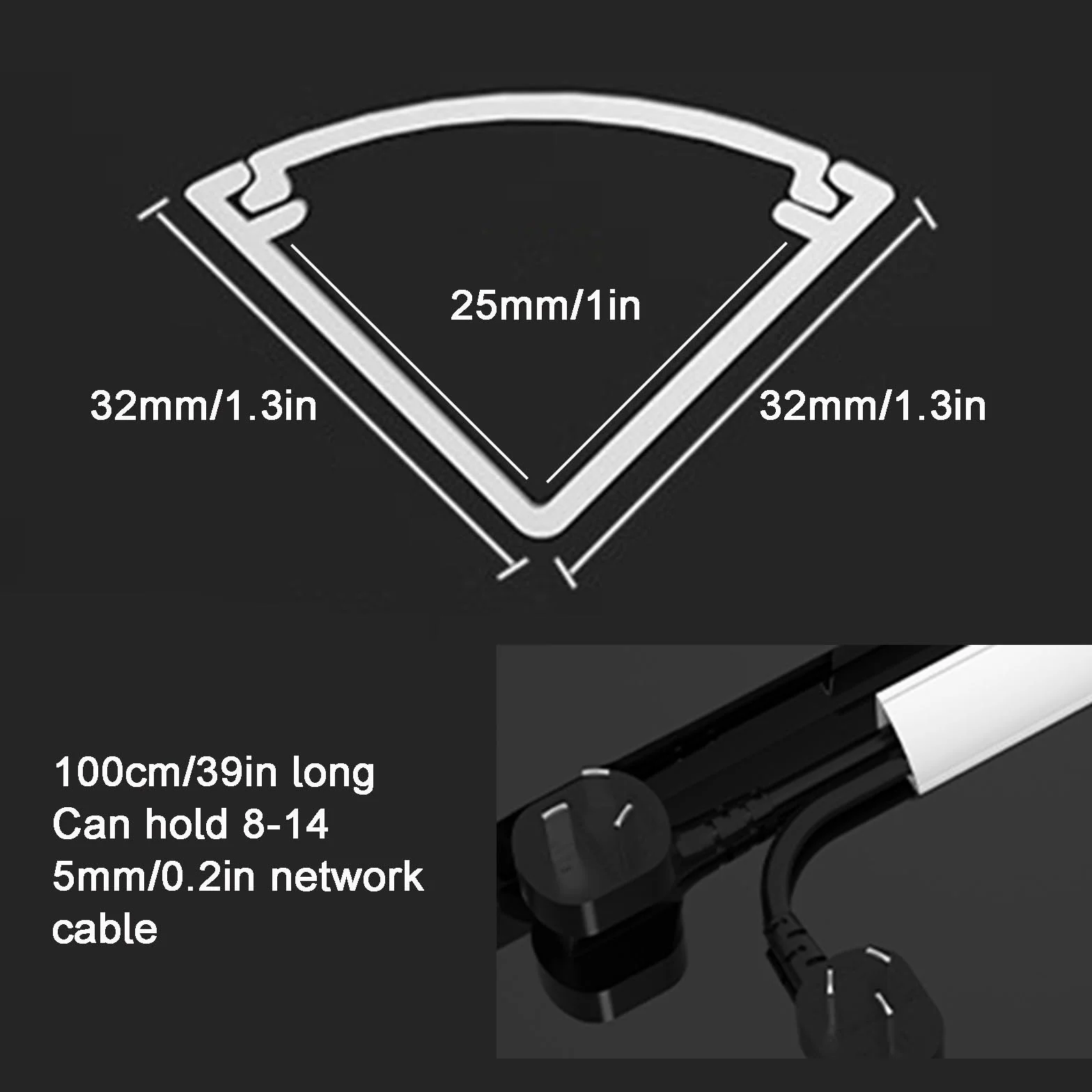 Passacavi Pavimento Angolare 100 cm, Canalina Passacavi Muro, Nascondicavo PVC Autoadesivo Marrone 32mm