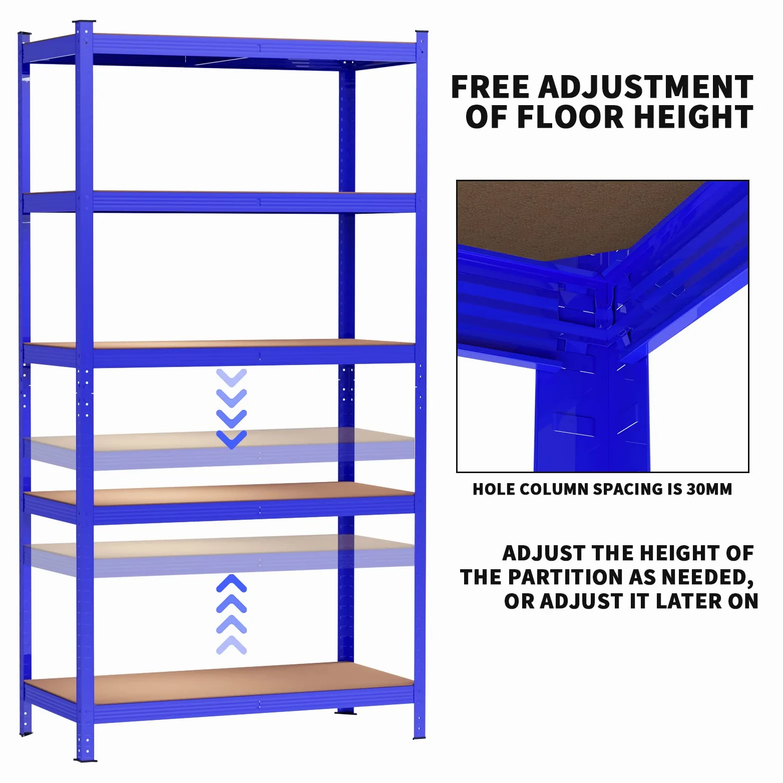 Scaffalatura in metallo, 200 x 100 x 50 cm, con 5 ripiani regolabili, portata fino a 875 kg, design senza bulloni, facile da montare per garage, officina, dispensa, blu