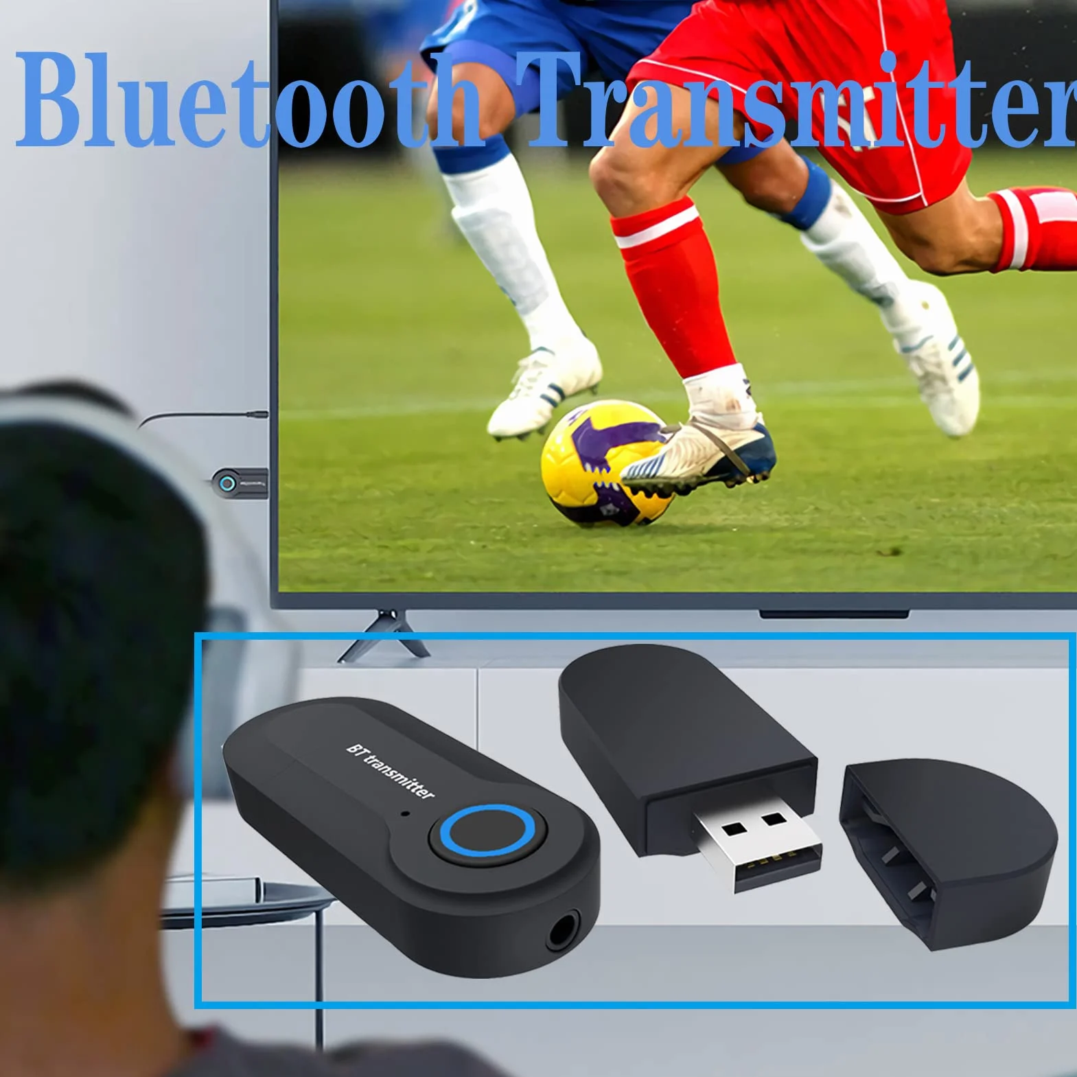 Trasmettitore Bluetooth 5.0, Adattatore Portatile A Bassa Latenza, Audio Stereo Wireless Da 3,5 Mm Per Tv, Cuffie, Mp3, Mp4