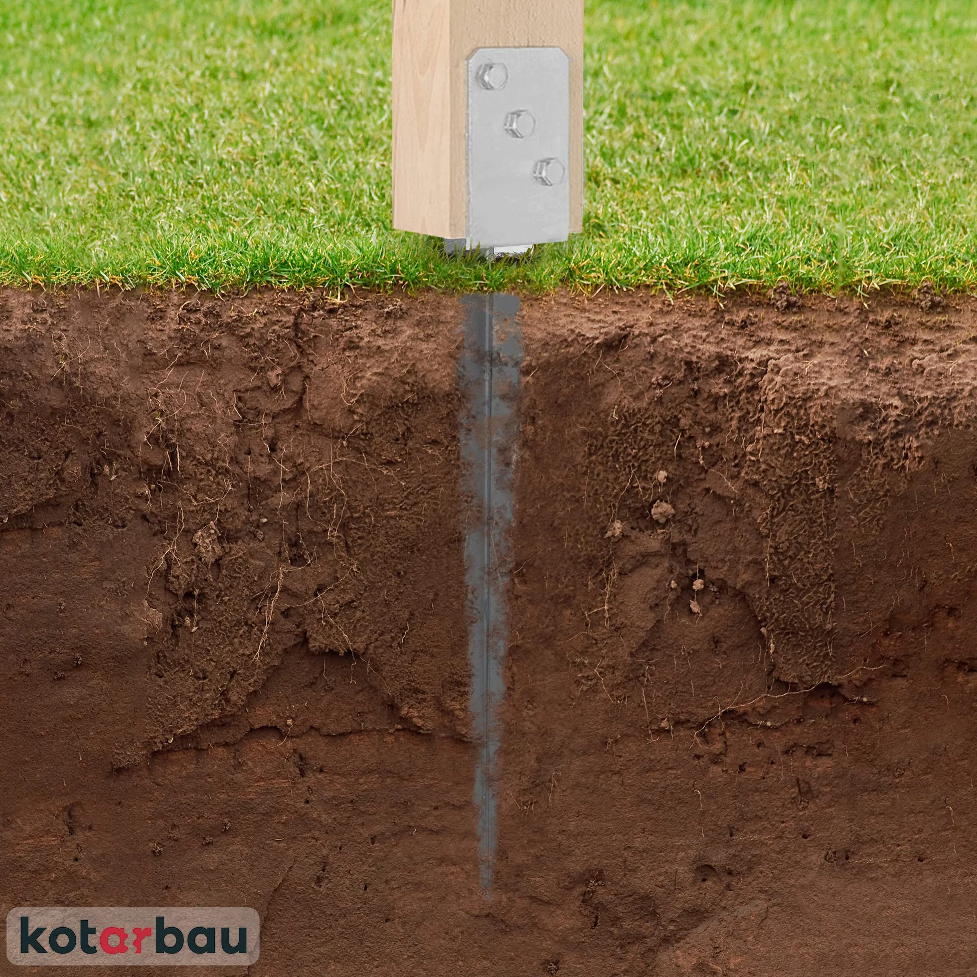 KOTARBAU® 4 Pezzi Supporto per Palo Acciaio Zincato 600 mm 60 x 110 mm Staffe per Pali in Legno Resistente alla Corrosione
