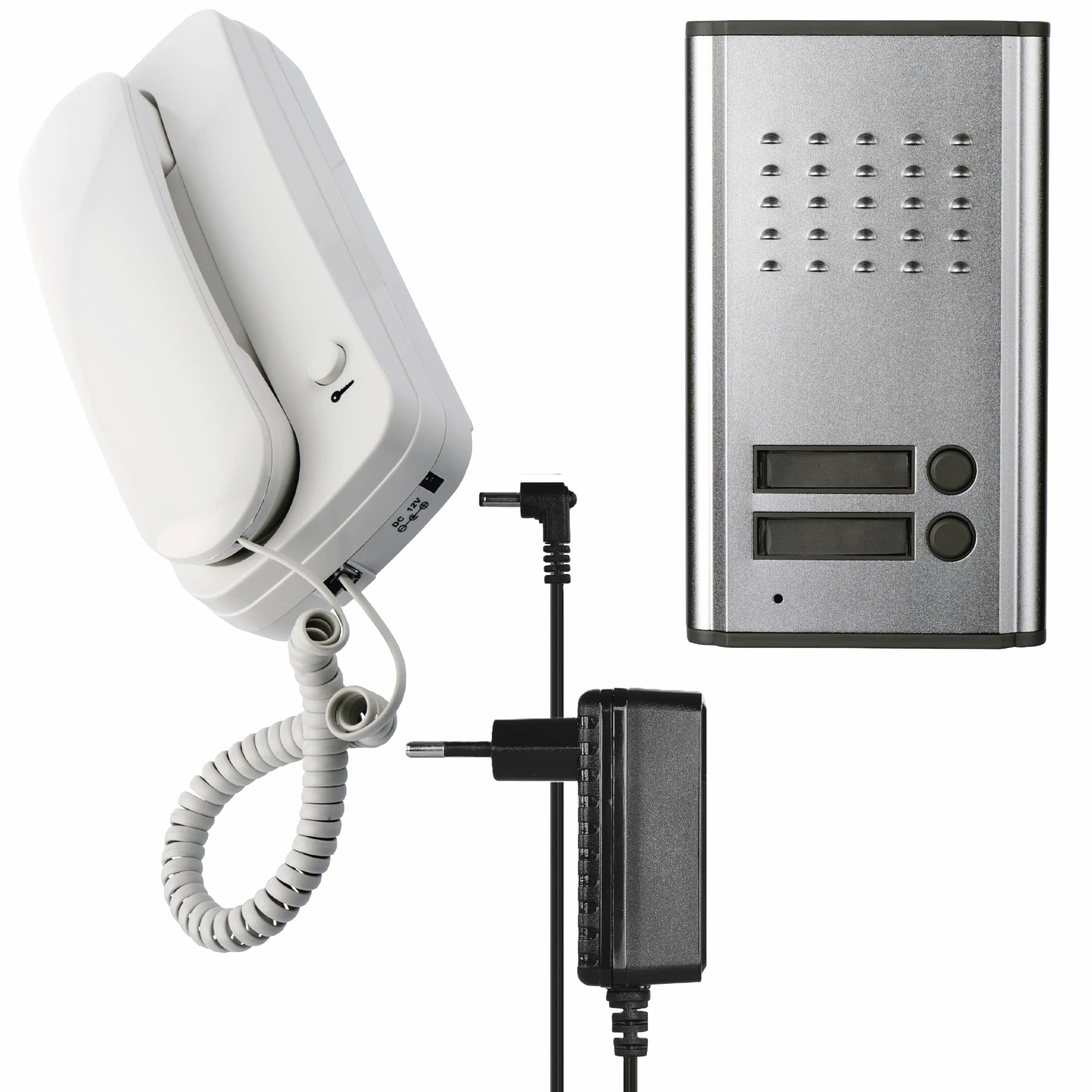 EMOS Set di citofono Audio per Due partecipanti, Montaggio a Parete, Design Elegante, citofono/Kit Audio con possibilità di apriporta, Facile da Usare