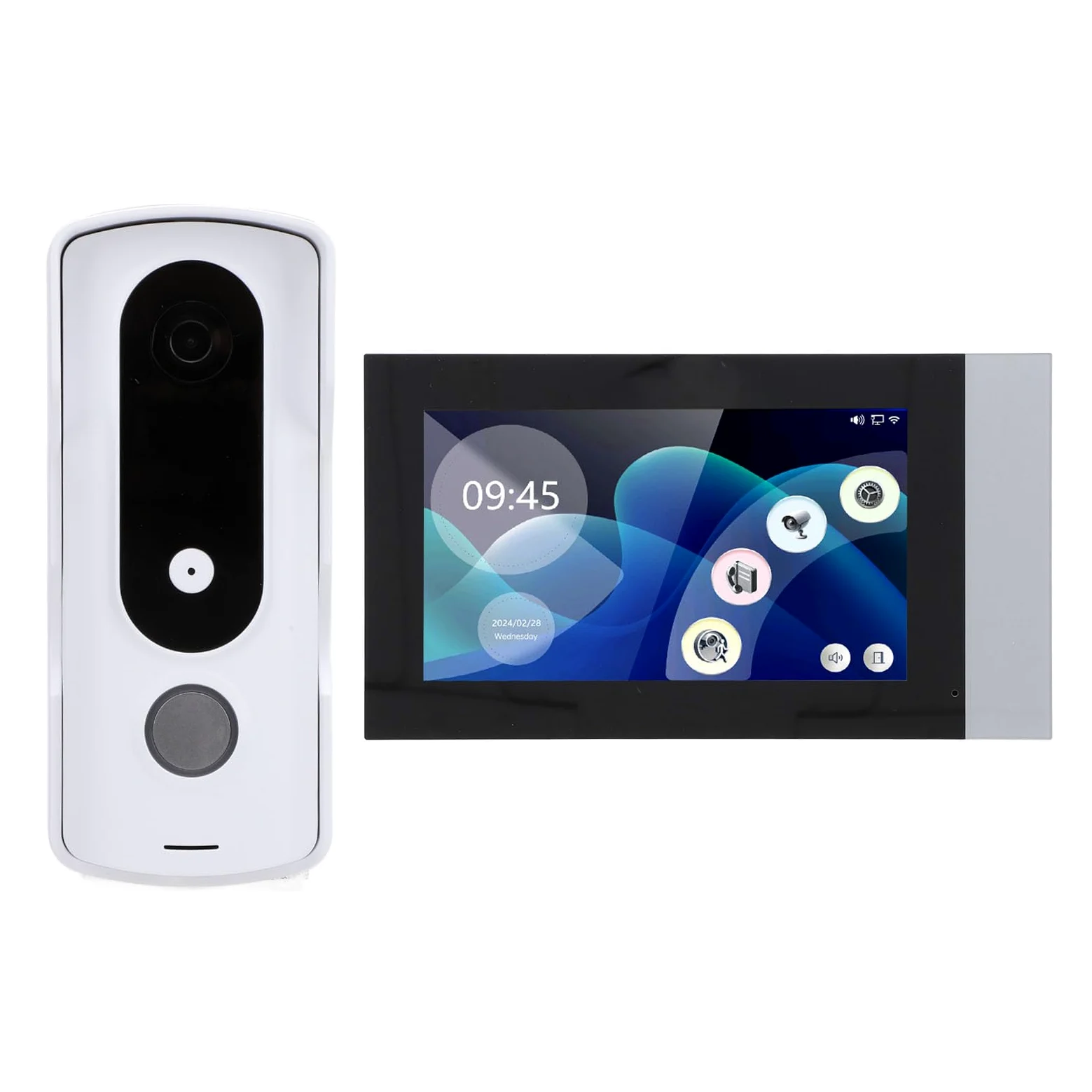 Pongnas Videocitofono Wireless, Touch Screen 2 MP 7 Pollici, Visione Notturna Bidirezionale, Protezione IP65, Adatto per Appartamenti e Ville, Compatibile con L'app (Spina europea)