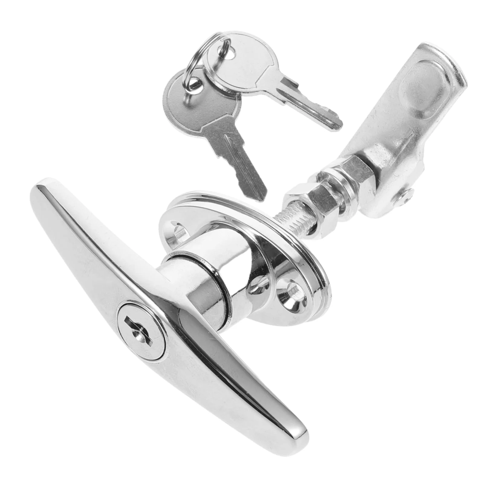 SHINEOFI 4 Set Serratura maniglia porta armadio elettrico armadio con chiave serratura cassettiera per cassetto per vetrina Lega di zinco Silver