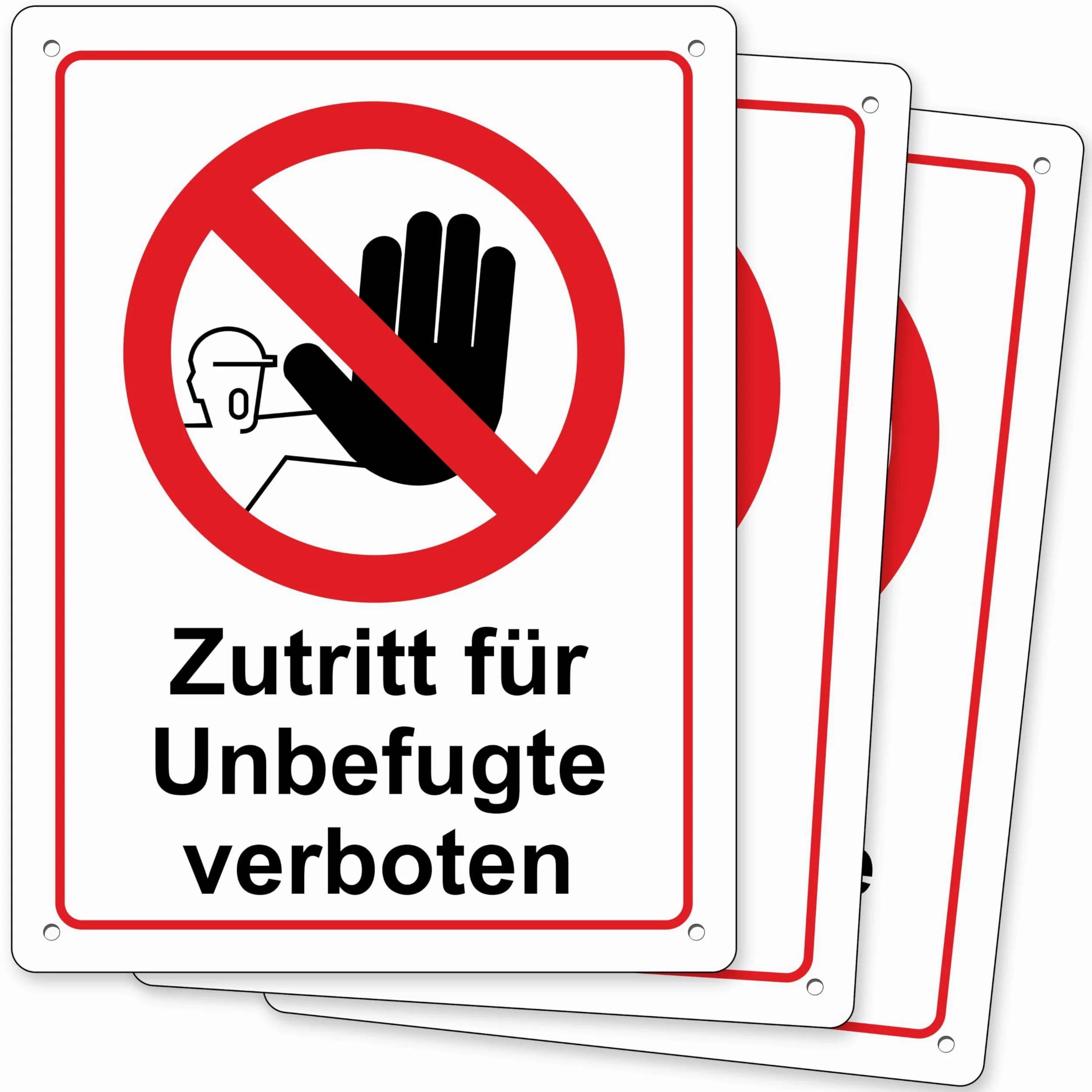 Pubblimania 3 Zutritt für Unbefugte verboten Schild 30x20 cm Aluminiumverbundplatte 3mm stark (3 Zutritt für Unbefugte verboten)