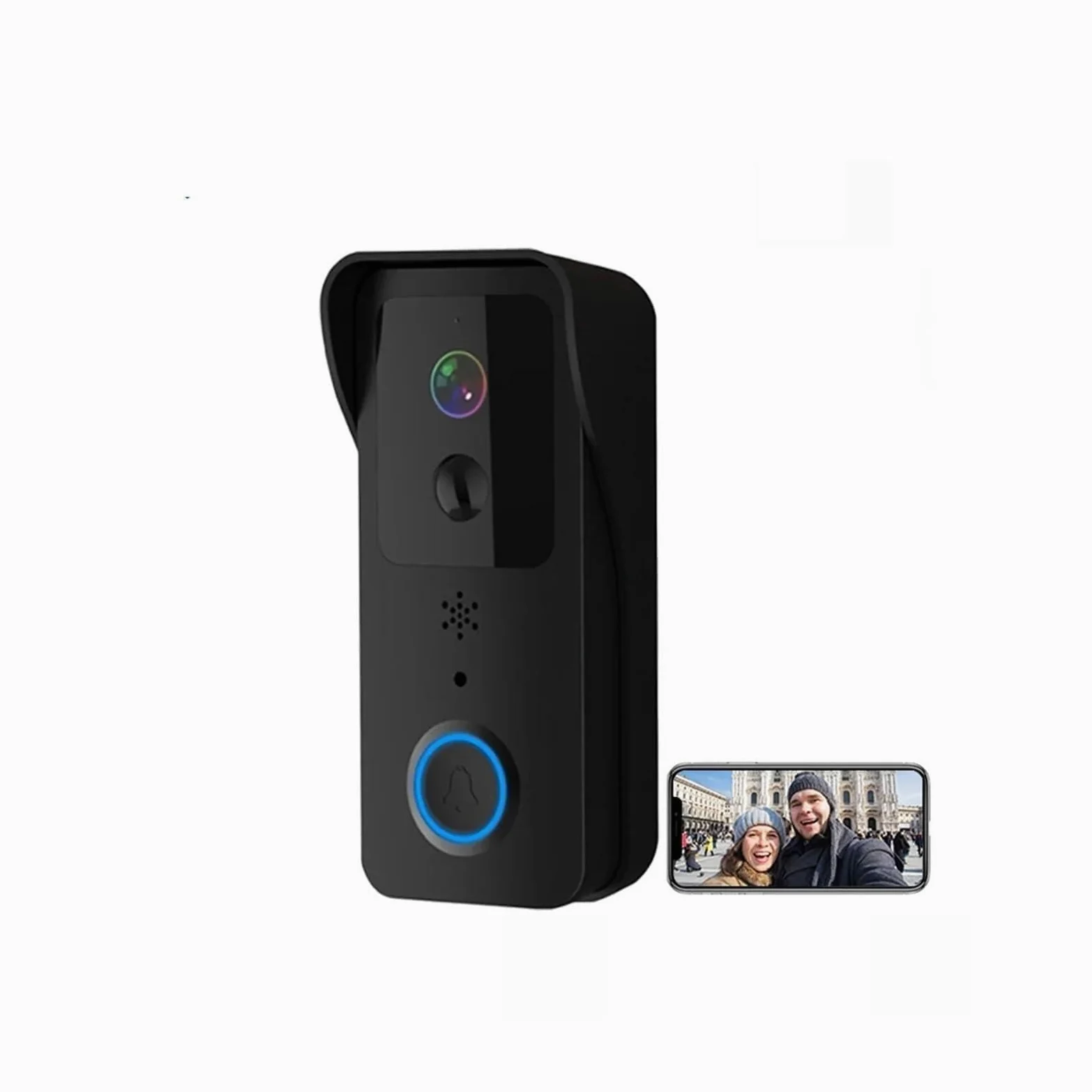 Videocitofono, Videocitofono WiFi 5G 2.4G 1080P Tuya Smart, citofono wireless esterno, telecamera impermeabile, campanello con suoneria(Black Option 1)