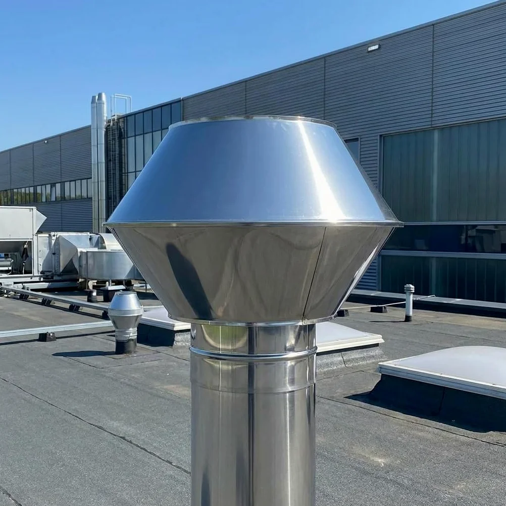 MAKA Comignolo Antivento Biconico Tondo in Acciaio Inox, Terminale per Canna Fumaria Camino Stufa a Legna Pellet e Gas, Cappello Antipioggia Aspirafumo (Ø 180 mm)