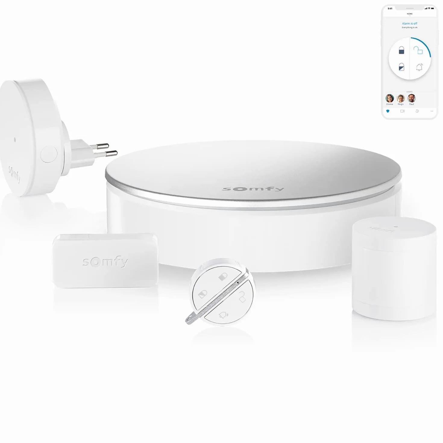 somfy 2401511 Protect Home Alarm Starter Pack, Allarme Casa Senza Fili Connesso, Compatibile Con Google Assistant E Tahoma Switch, Bianco