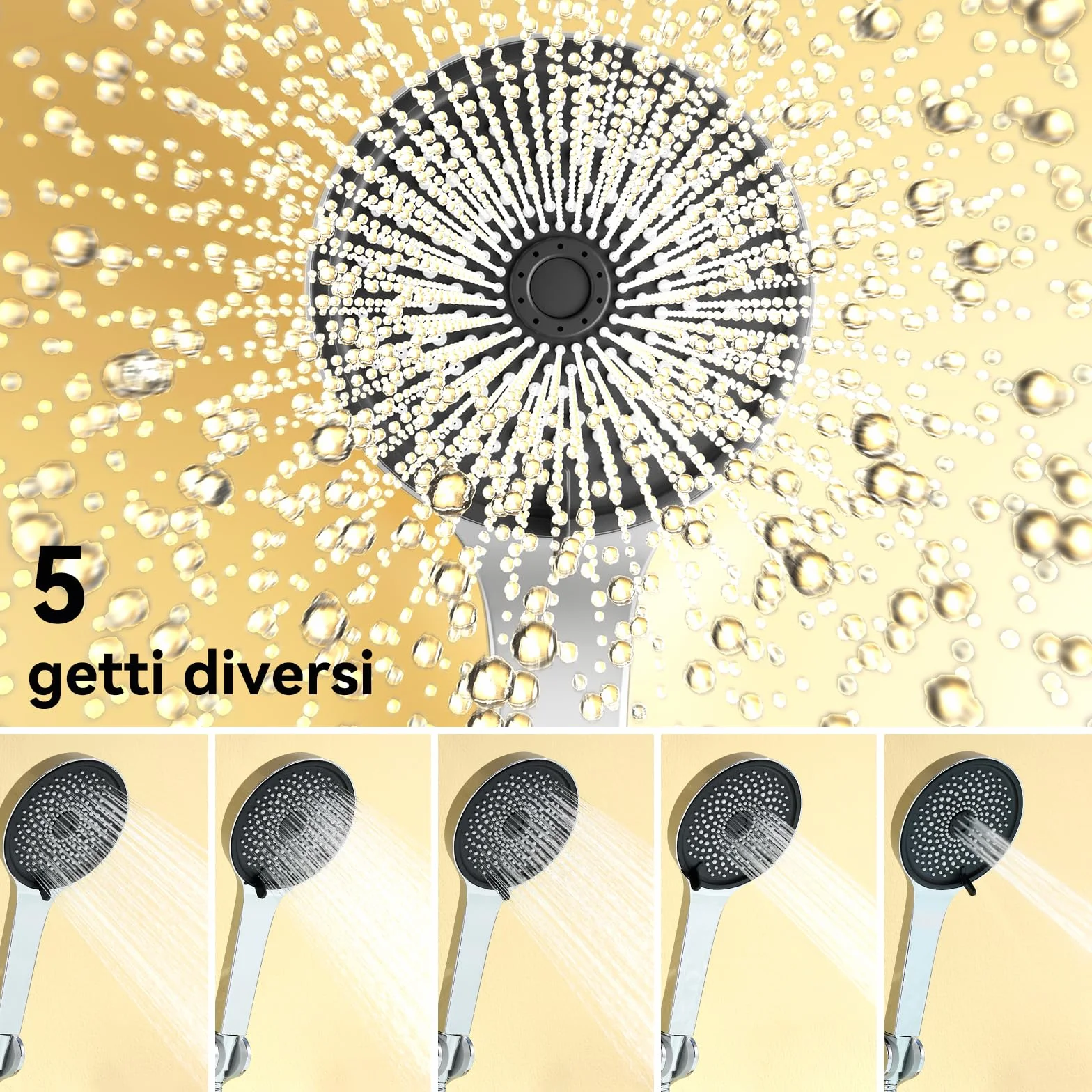 Auralum Miscelatore Doccia Ottone, Rubinetto Vasca da Bagno con Soffione Doccia e Supporto