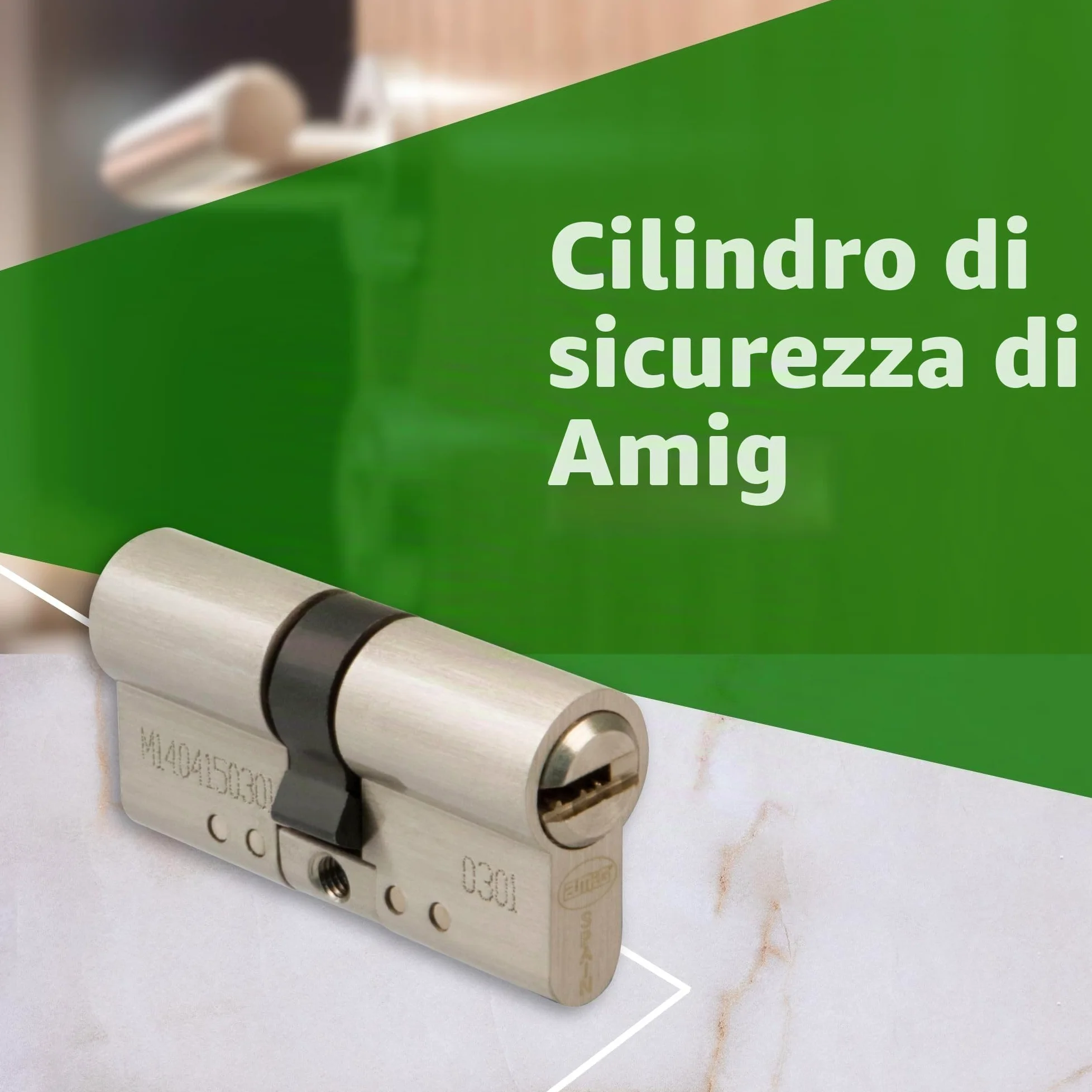 Amig - Cilindro di Sicurezza | Serratura Anti-Pick e Anti-Urto | 5 Chiavi Incluse | Anti-Bumping e Antigrimaldello | Acciaio Inox | Per Porte in Legno, Argento Opaco, 80 (35-45 mm)
