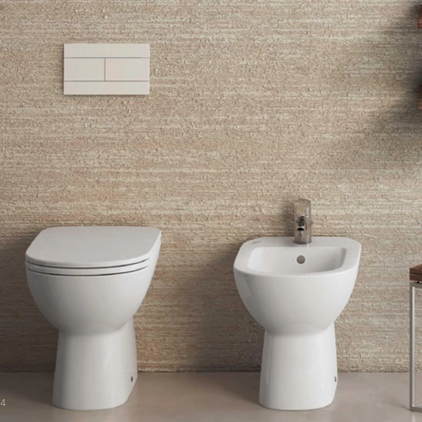 Coppia di sanitari filomuro Dolomite Gemma 2 con Bidet, Wc e Sedile Soft Close