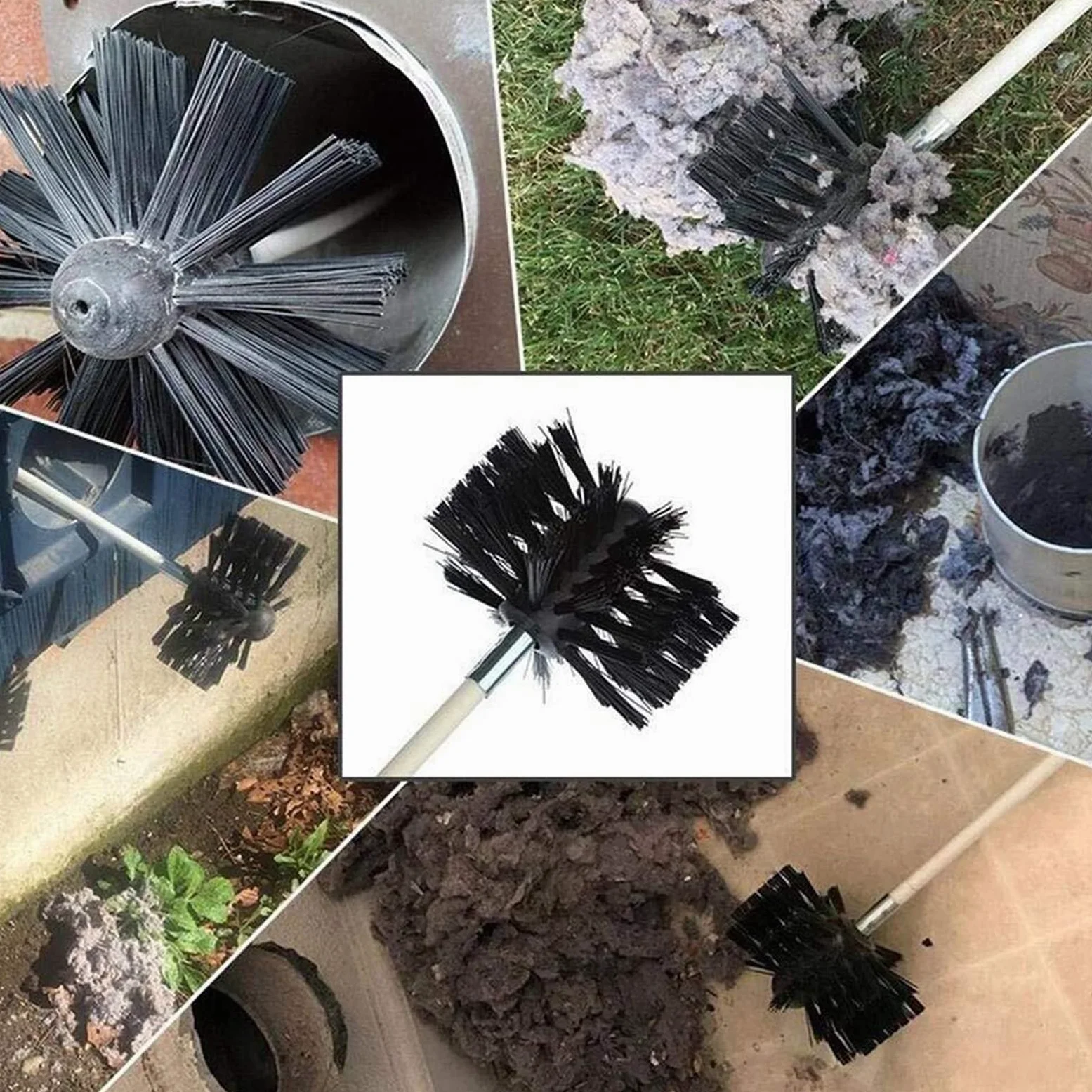 Kit Canna Fumaria, Set Spazzacamino, Canna Fumaria Spazzacamino per La Pulizia della Canna Fumaria E dello Sfiato del Condotto, Incluse Canne Flessibili 9/15/18 + 1 Testina Kit Pulizia Camino