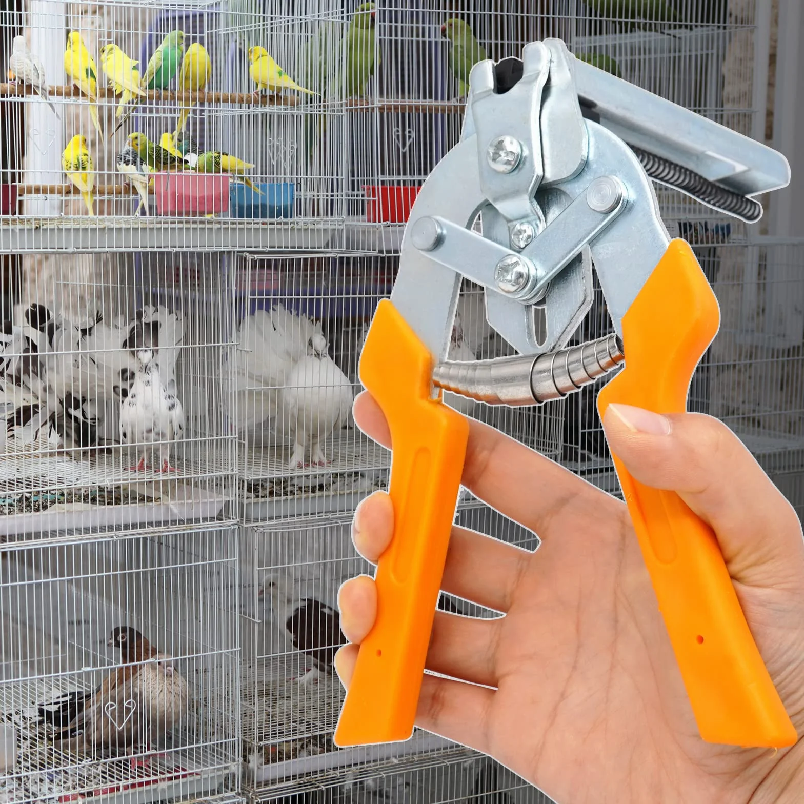 Pinze per Anello di Maiale Multifunzionali con 2400 Chiodi per Gabbia, Polli, Conigli e Recinzioni per Pollame - Giallo