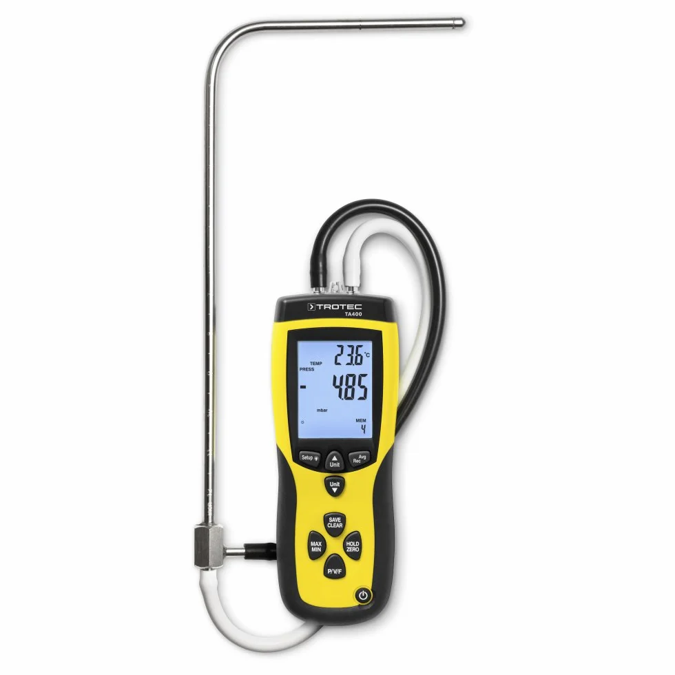 Trotec TA400 Anemometro con tubo di Pitot Nero Giallo