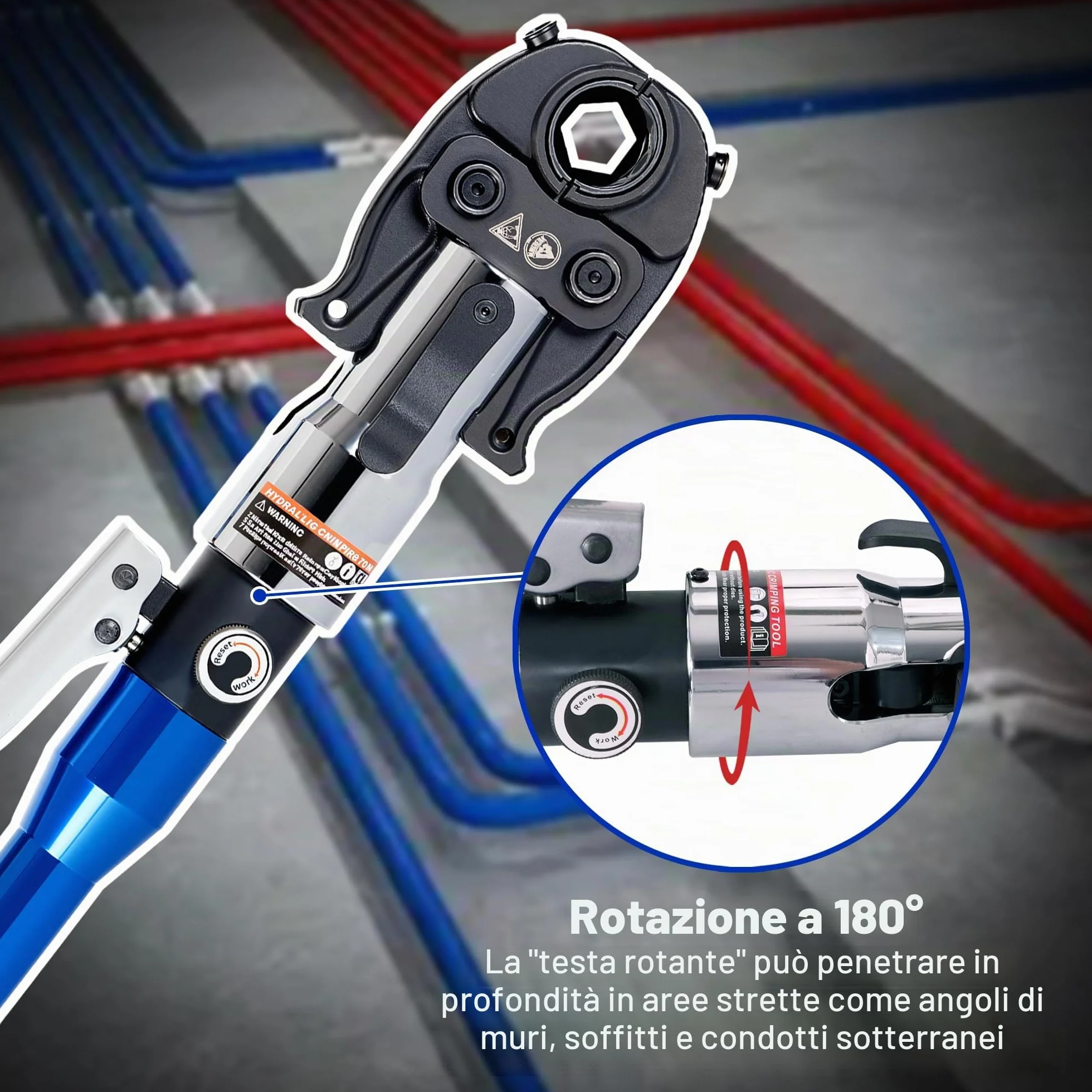 AMZCNC Pinza a pressa professionale idraulica per tubi compositi TH 16-20-26-32