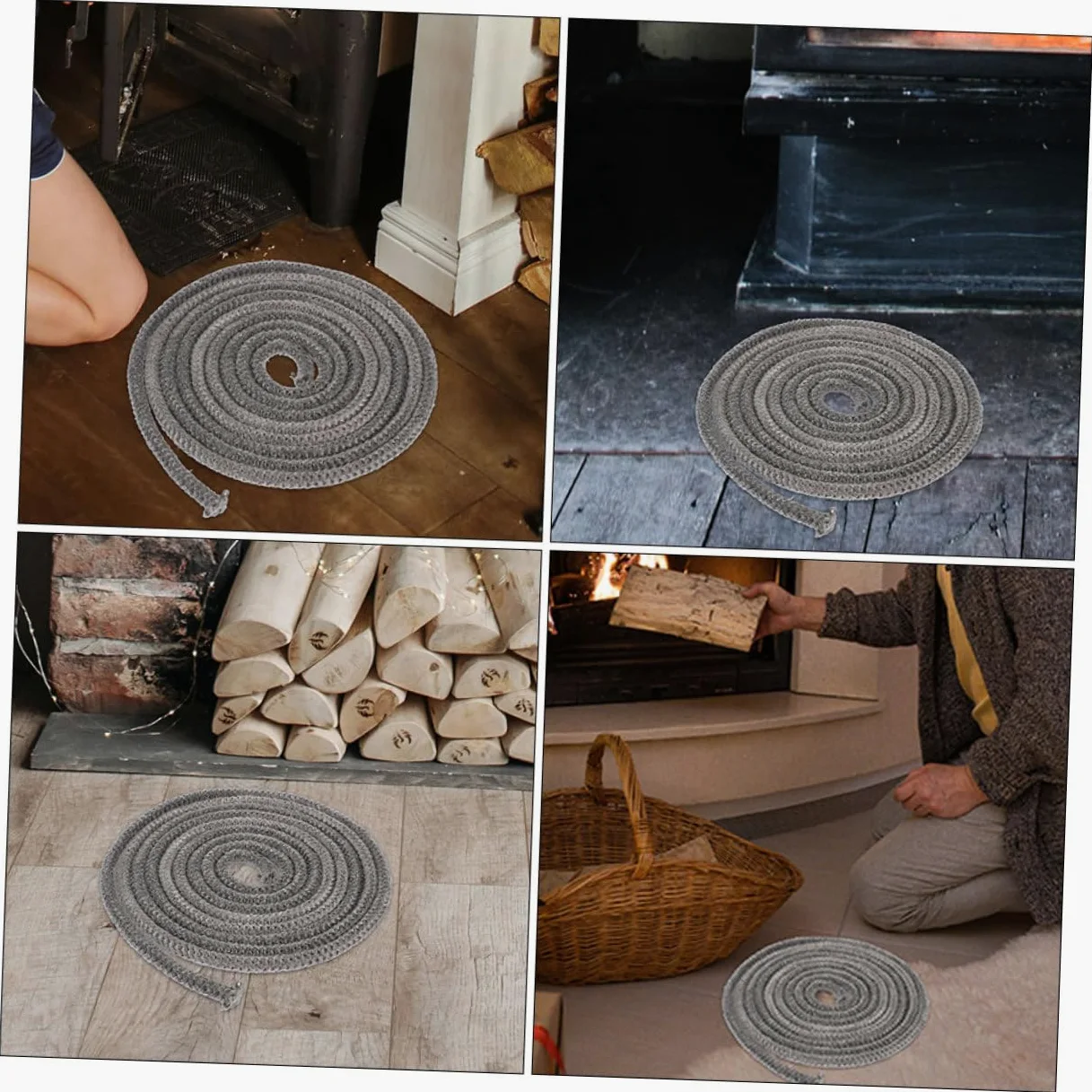 Hemobllo Guarnizione per Stufa Legna Striscia Autoadesiva Resistente al Calore Sigillante per Porta Focolare Preventivo di Fumo Accessorio per Stufa Legno