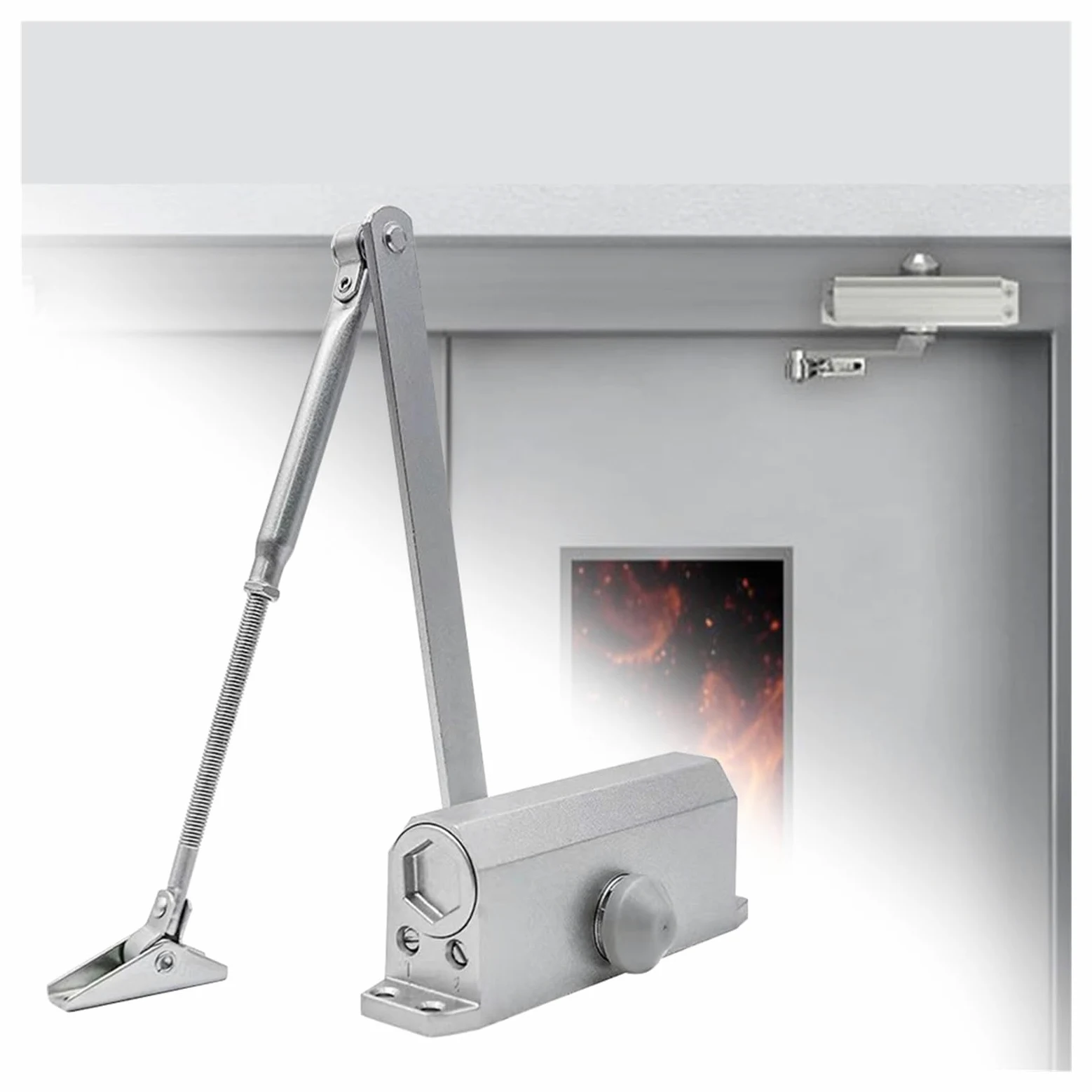 Chiudiporta automatico sistema di sicurezza regolabile velocità di chiusura/chiusura in alluminio per porte sinistra e destra 25-85 kg, facile per uso domestico commerciale (peso porta 45