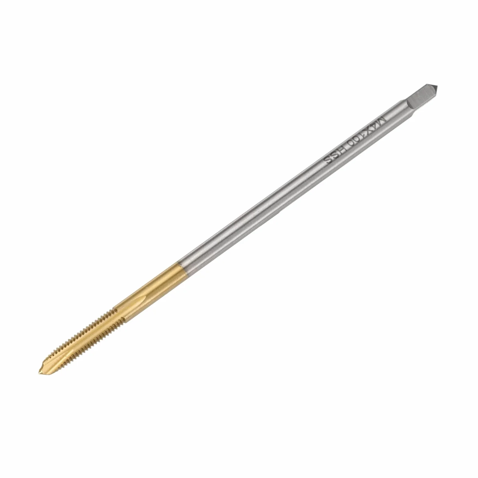 QUARKZMAN M4 x 0.7 H2 Metric Spiral Point Thread Tap, 100mm Extra Long Titanium Coated High Speed Steel Tapping Tool