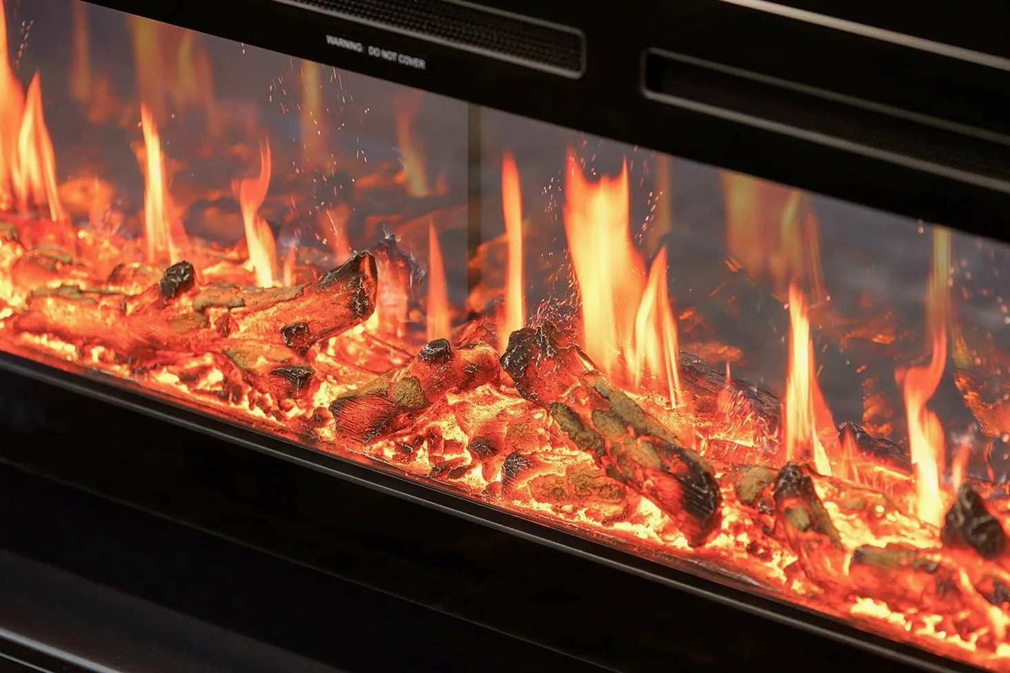 V-Art, camino elettrico da parete con schermo LCD, effetto fiamma realistico, 5 colori, stufa con tecnologia di visualizzazione delle fiamme 5D (127 cm)